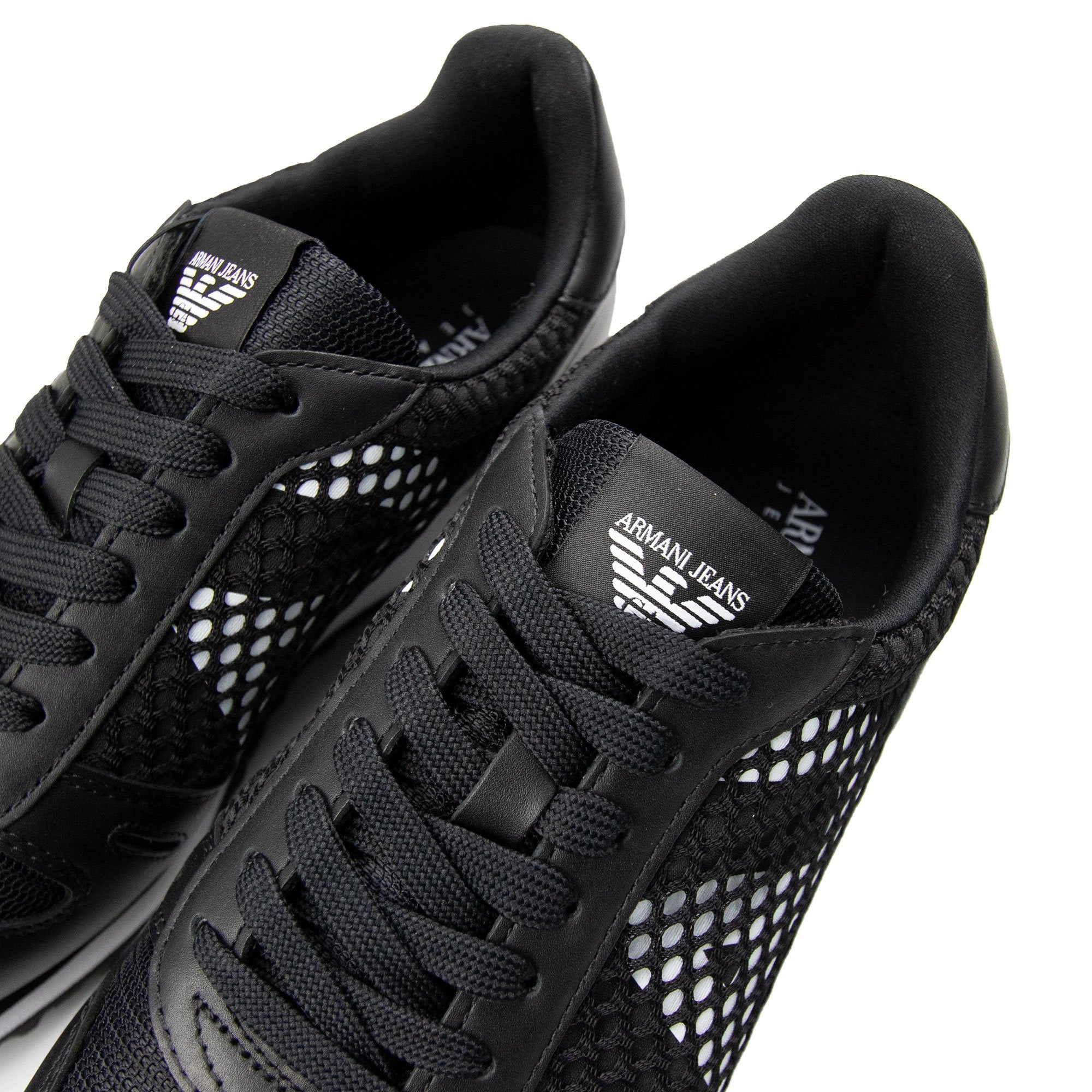 Armani Jeans Eagle Mesh Trainers Black/White
