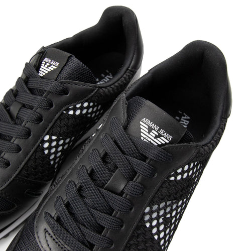 Armani Jeans Eagle Mesh Trainers Black/White