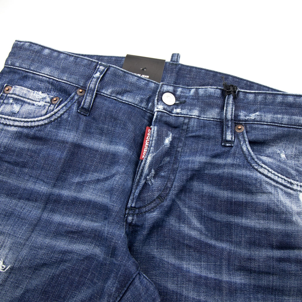 Dsquared2 Green Tape Slim Jean Distressed Denim