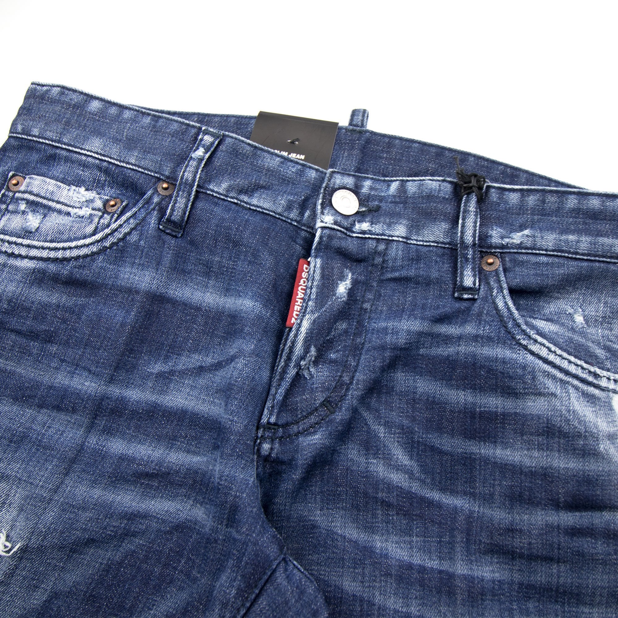 Dsquared2 Green Tape Slim Jean Distressed Denim