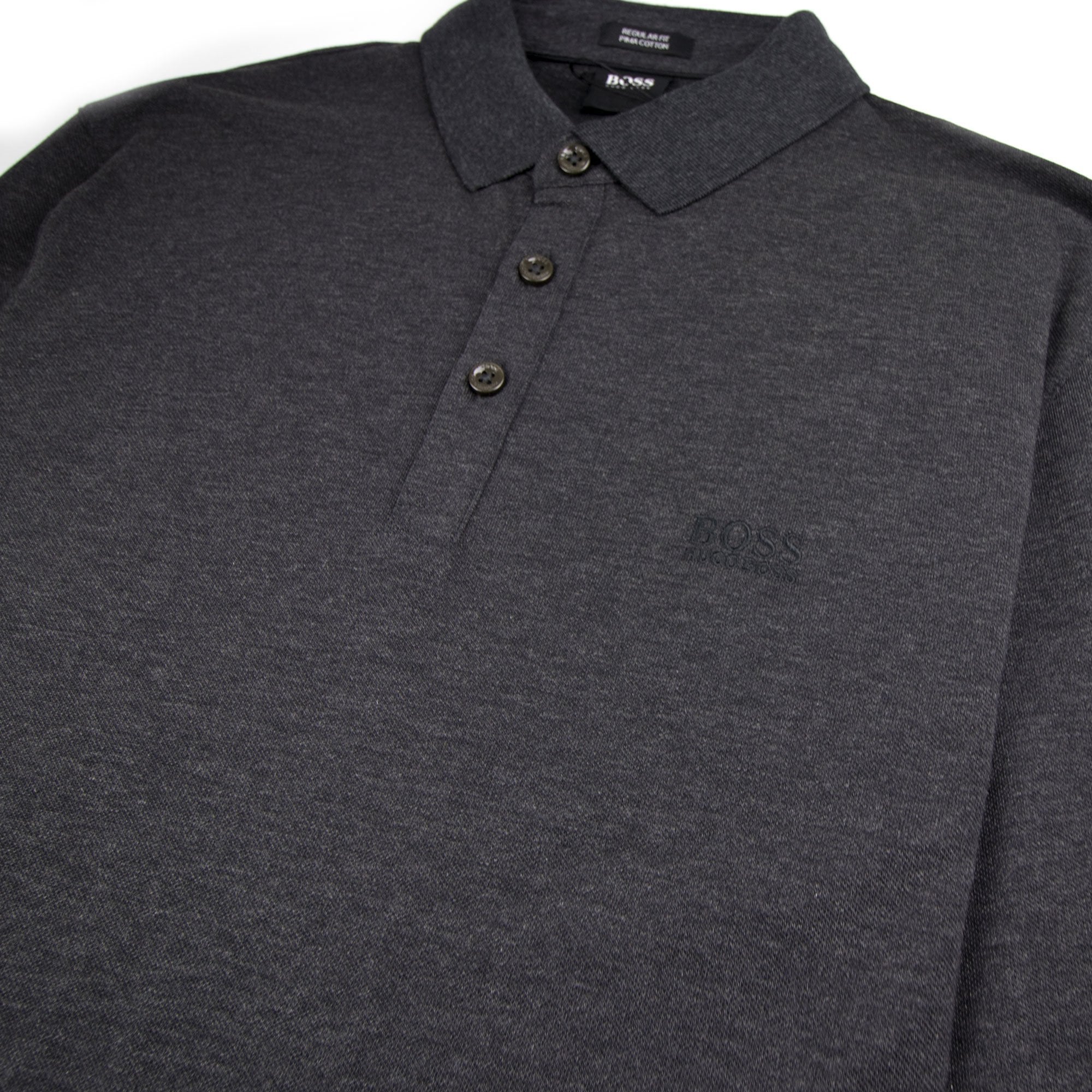 Hugo Boss Pado 10 Long Sleeve Polo Shirt Dark Grey