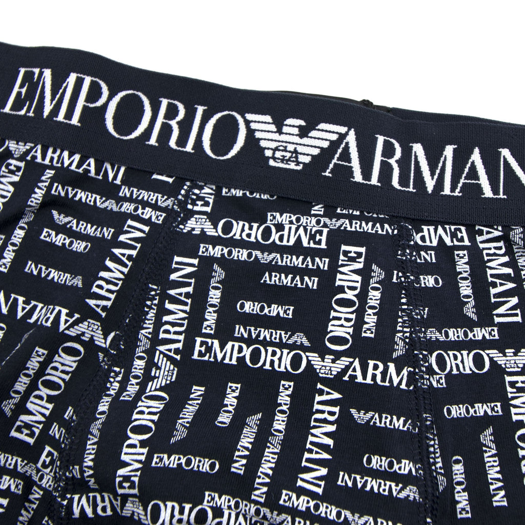Emporio Armani All Over Logo Boxer Brief Blue