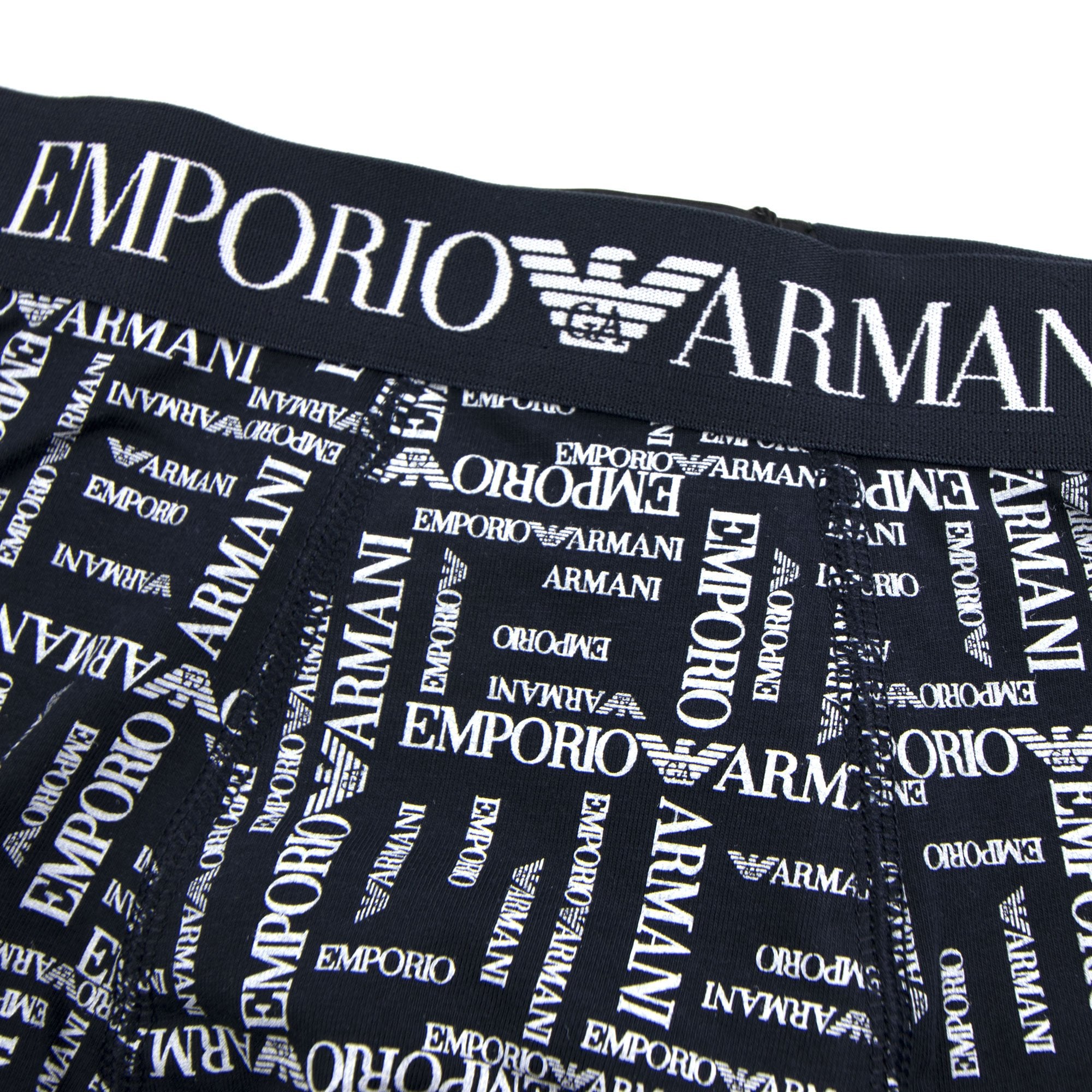 Emporio Armani All Over Logo Boxer Brief Blue