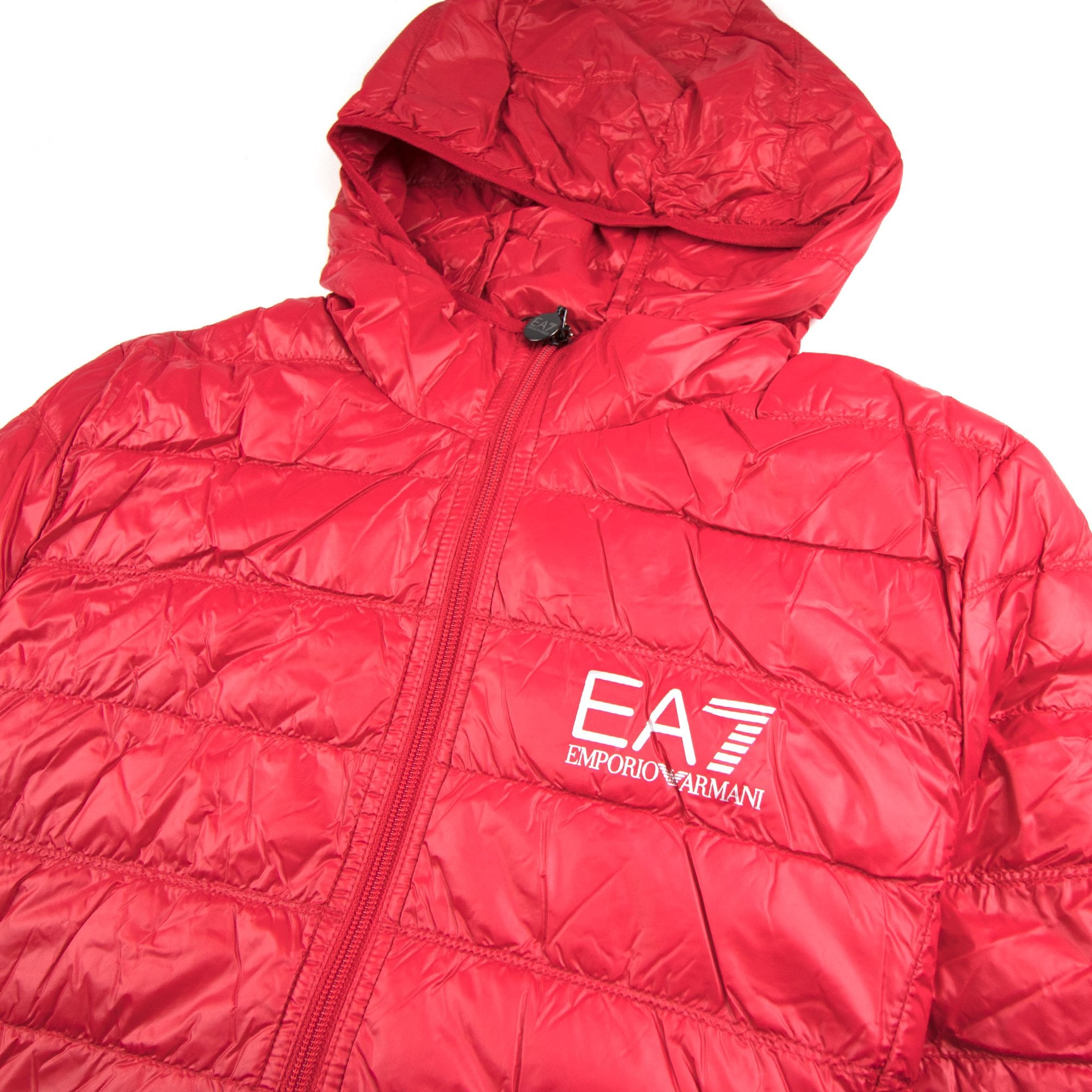 EA7 Emporio Armani Hooded Down Jacket Red