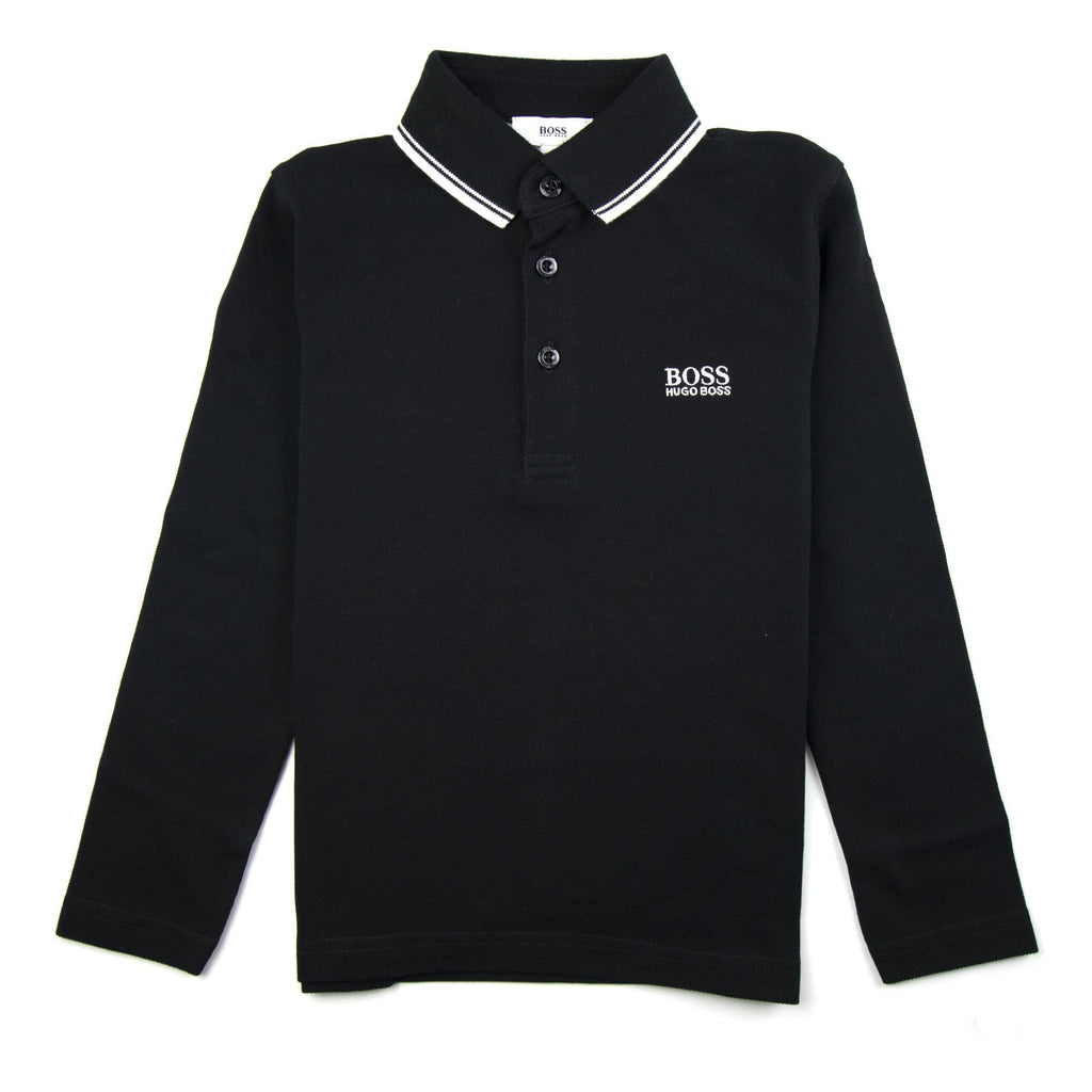 Hugo Boss Kids Tipped Long Sleeve Polo Black