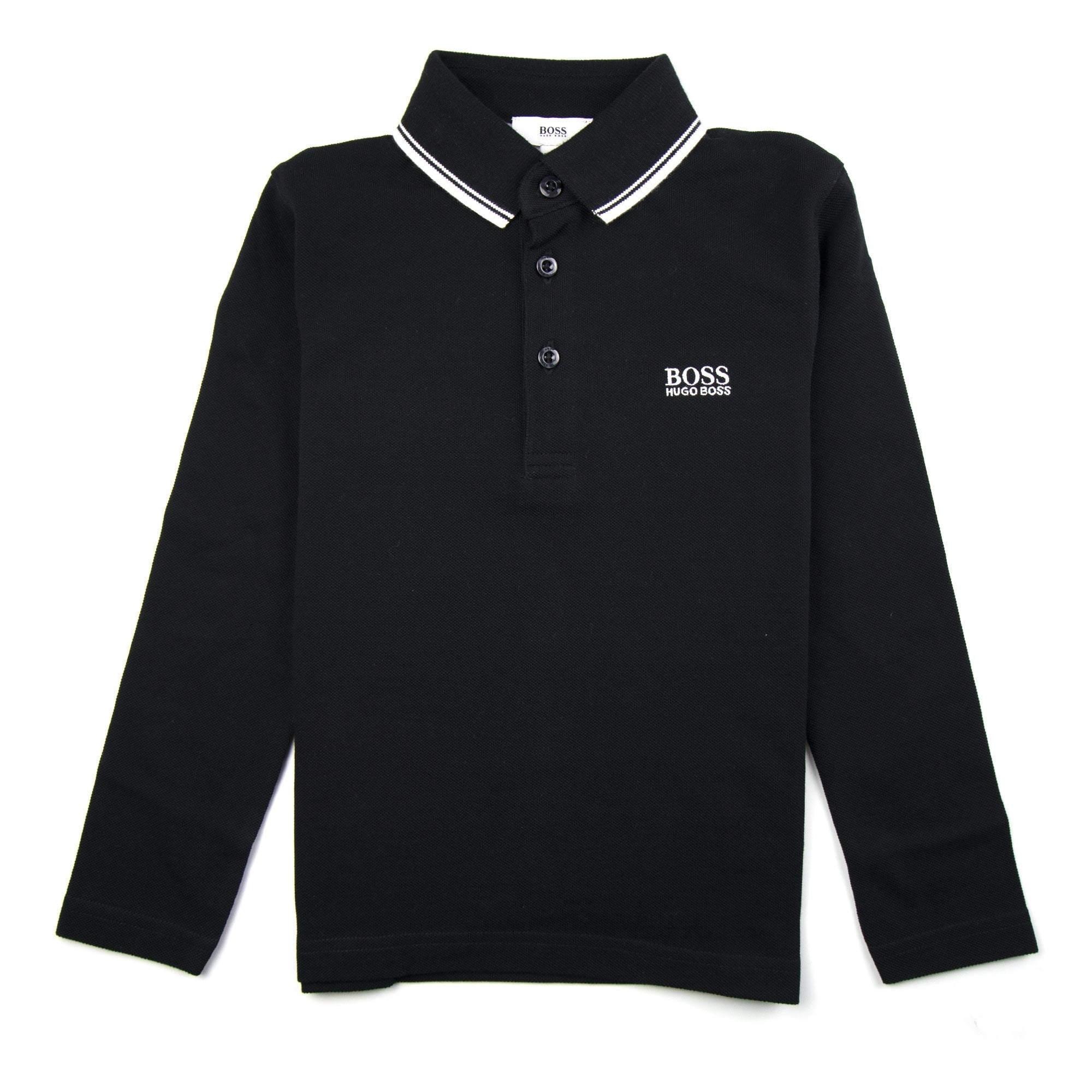 Hugo Boss Kids Tipped Long Sleeve Polo Black