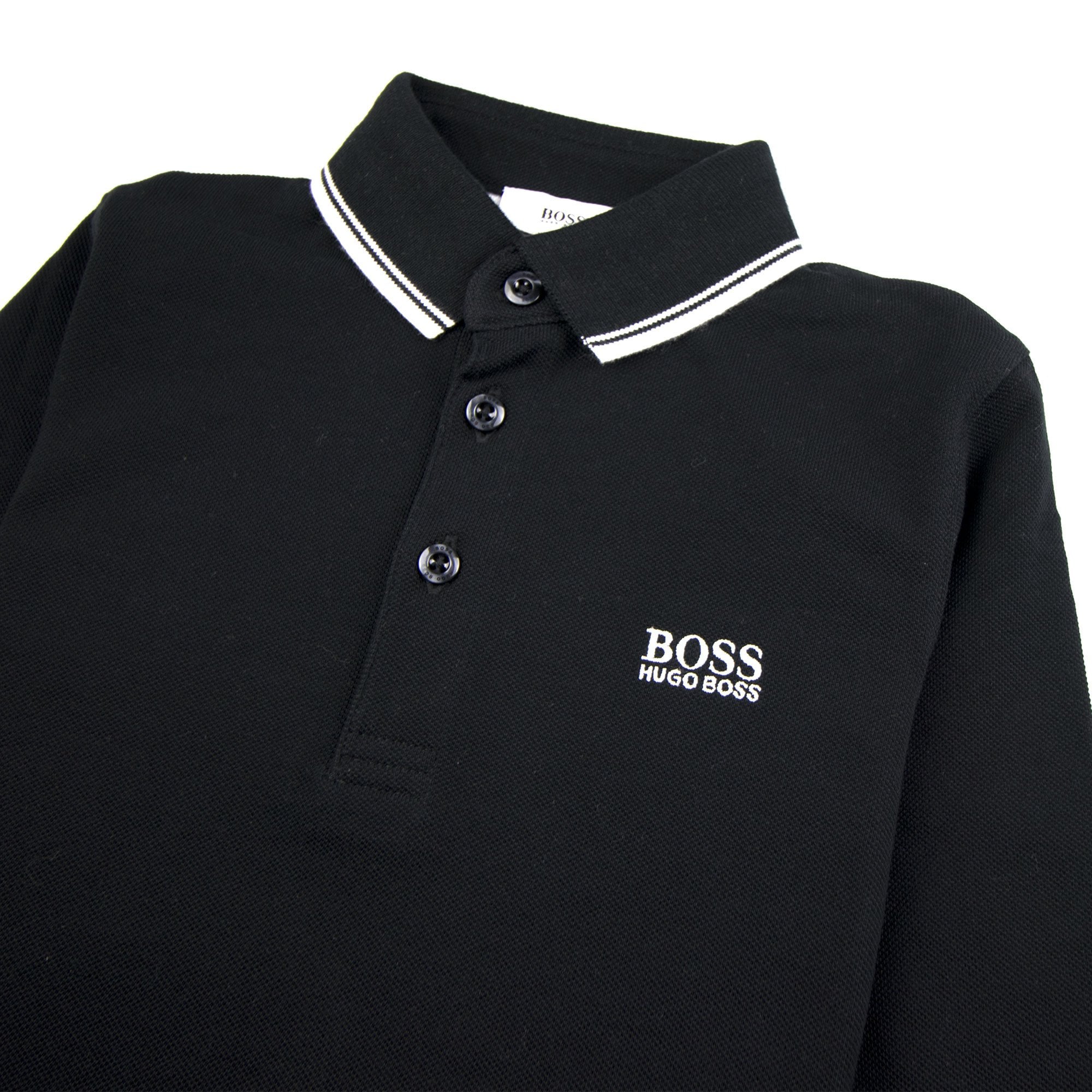 Hugo Boss Kids Tipped Long Sleeve Polo Black