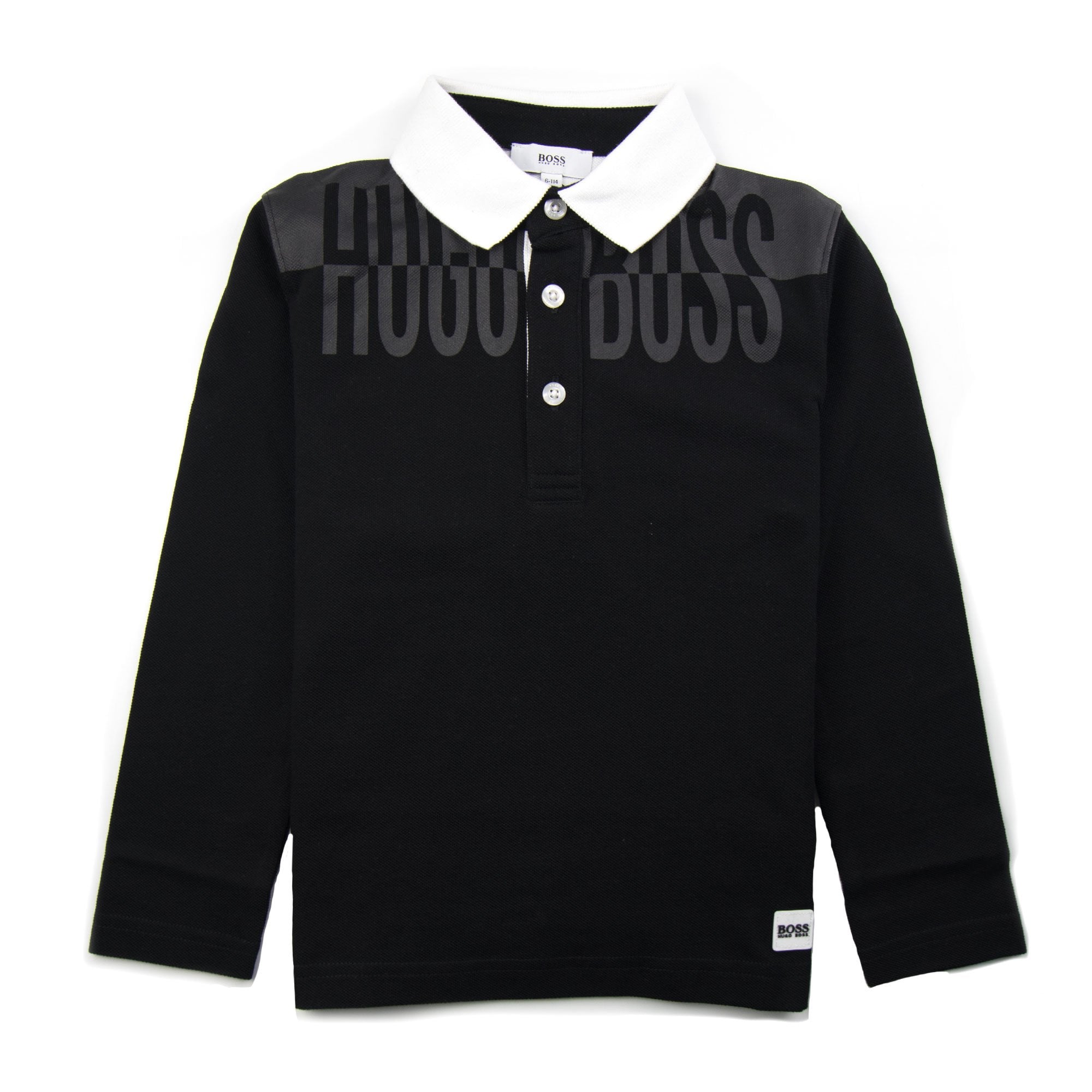 Hugo Boss Kids Chest Writing Long Sleeve Polo Black