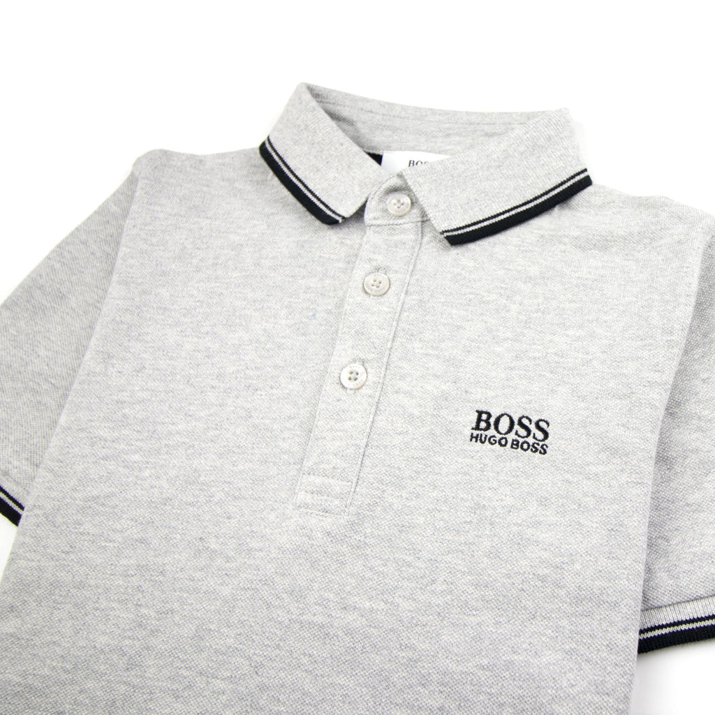 Hugo Boss Kids Tipped Short Sleeve Polo Light Grey