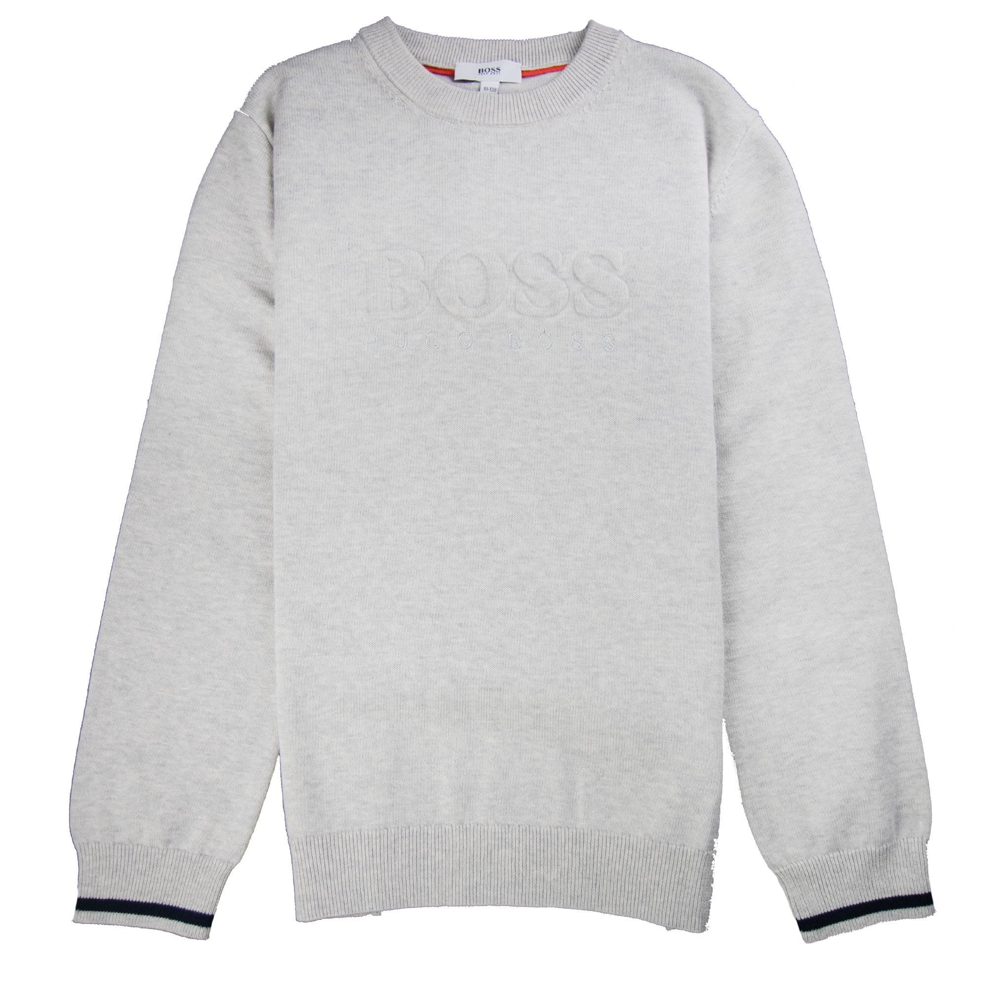 Hugo Boss Kids Knitted Boss Bold Logo Sweatshirt Light Grey