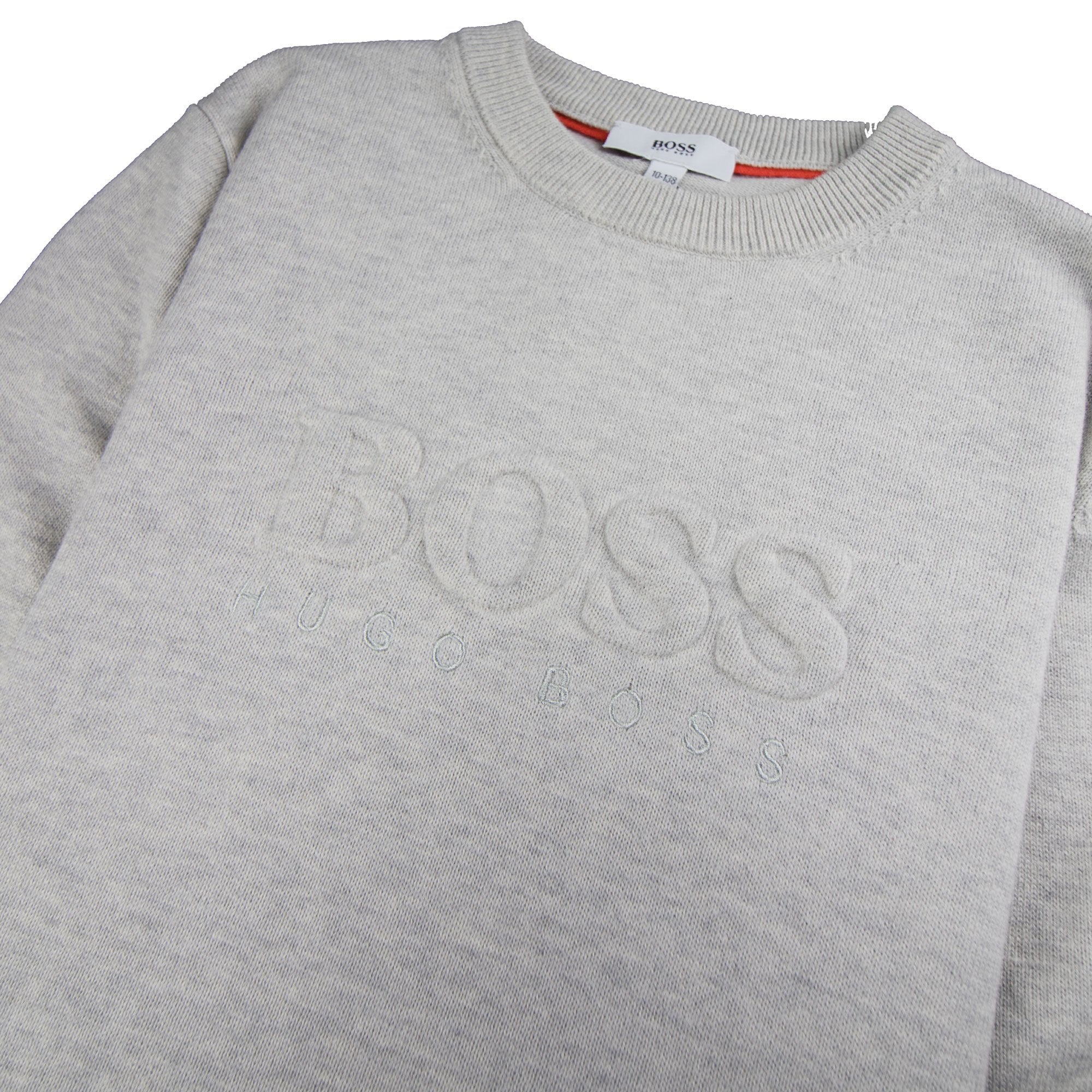 Hugo Boss Kids Knitted Boss Bold Logo Sweatshirt Light Grey