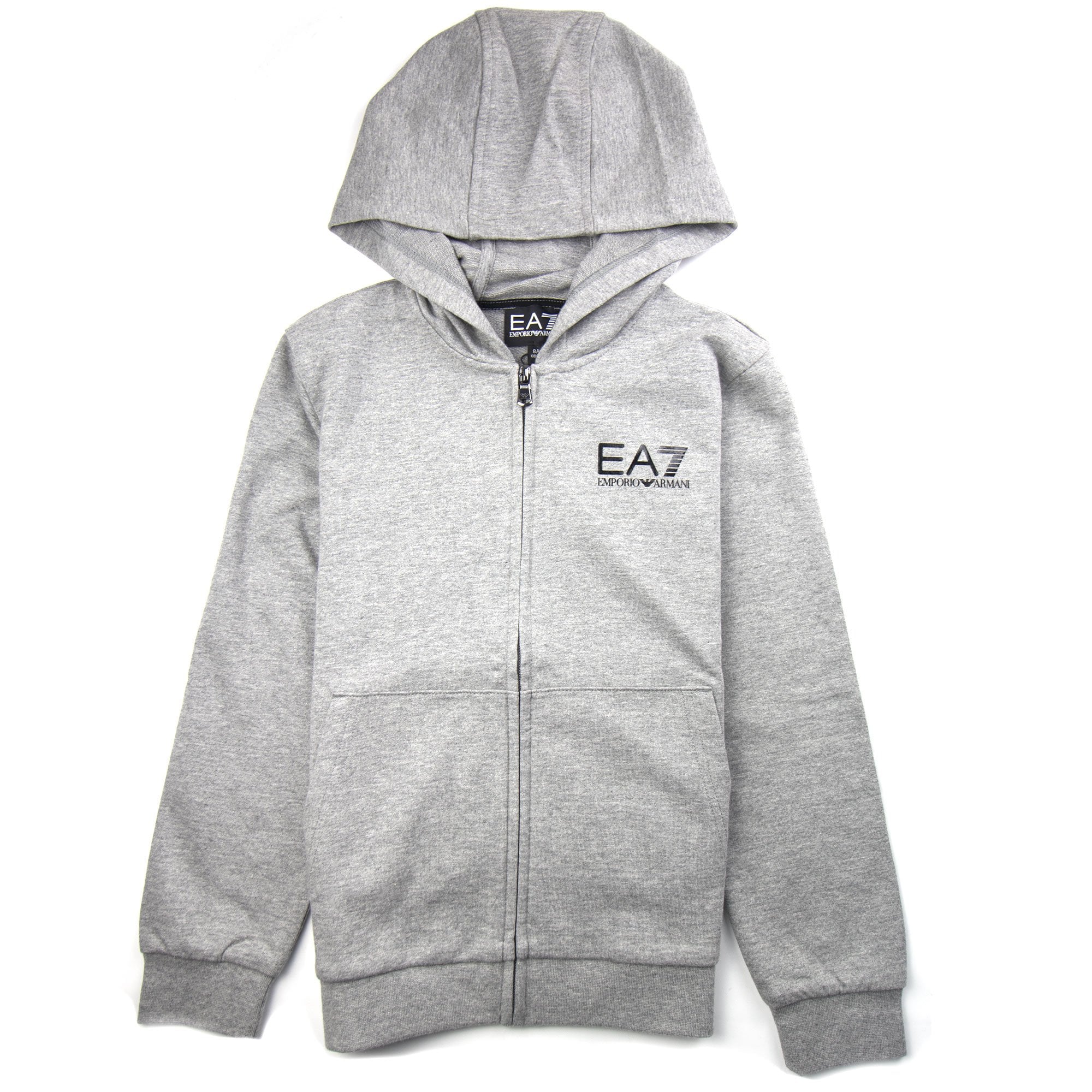 EA7 Junior Chest Logo Zip Up Hoody Grey