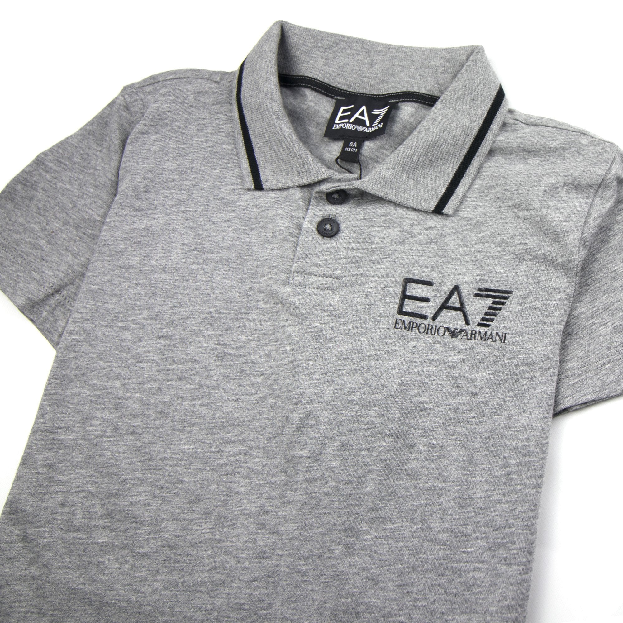 EA7 Junior Chest Logo Short Sleeved Polo Grey