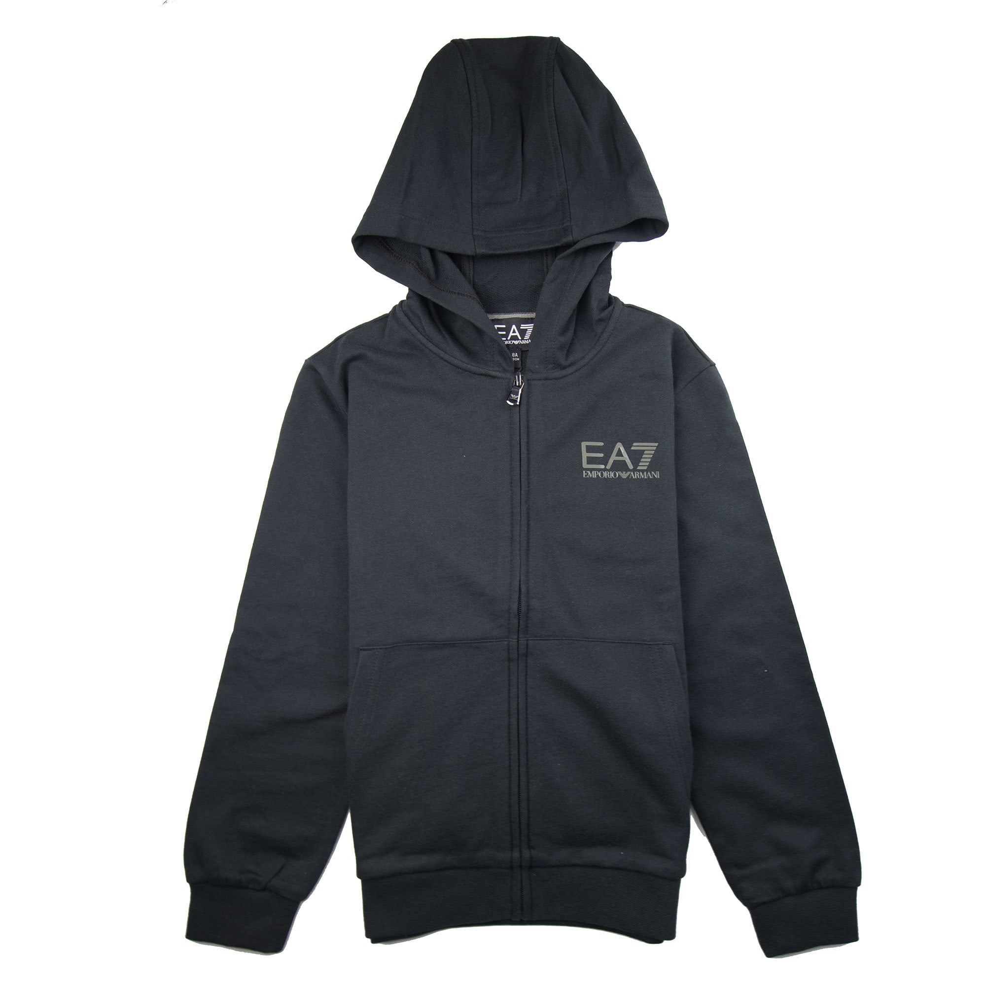 EA7 Junior Chest Logo Zip Up Hoody Black
