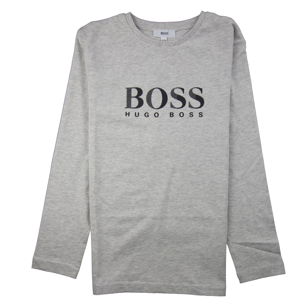 Hugo Boss Kids Chest Logo Long Sleeve T-Shirt Light Grey
