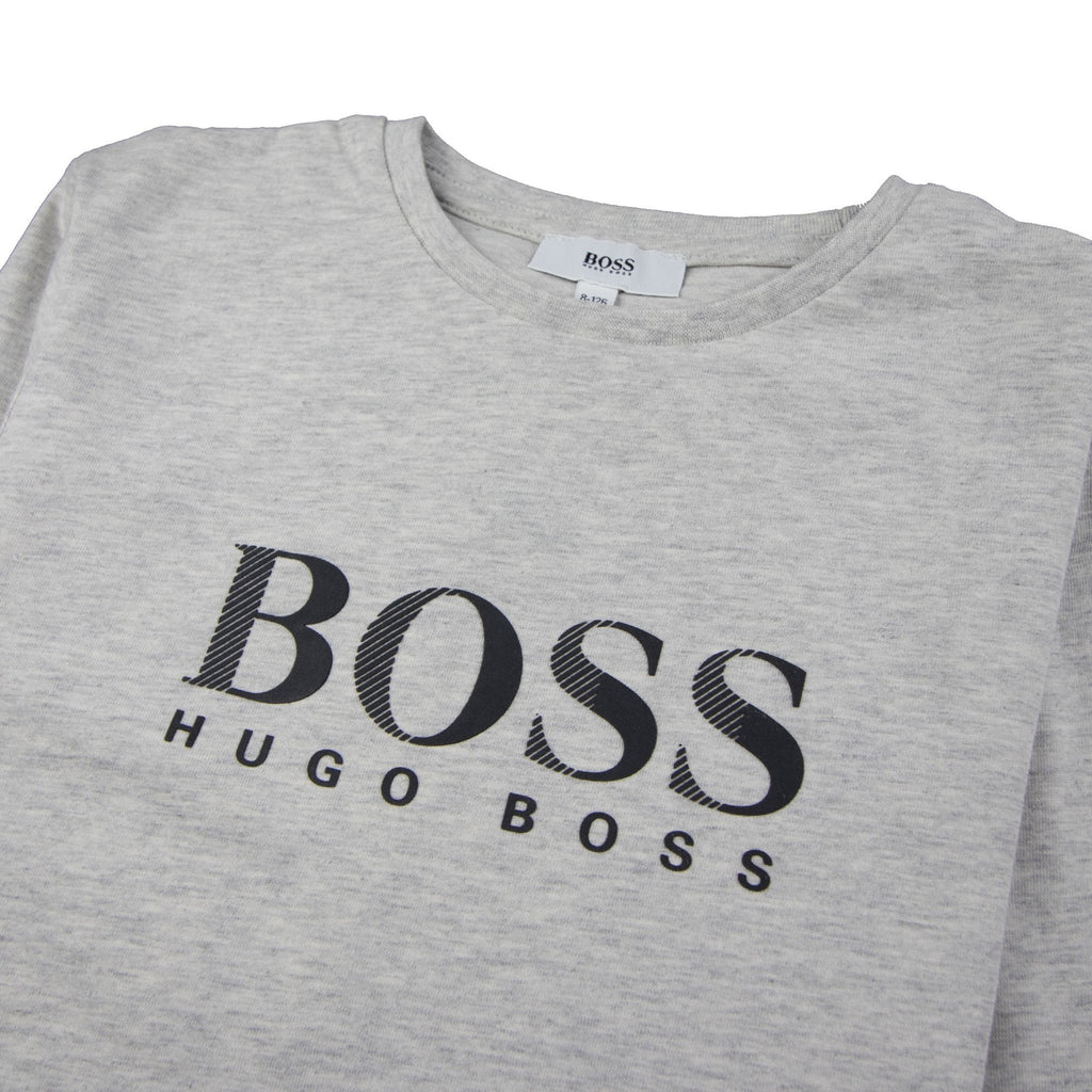 Hugo Boss Kids Chest Logo Long Sleeve T-Shirt Light Grey