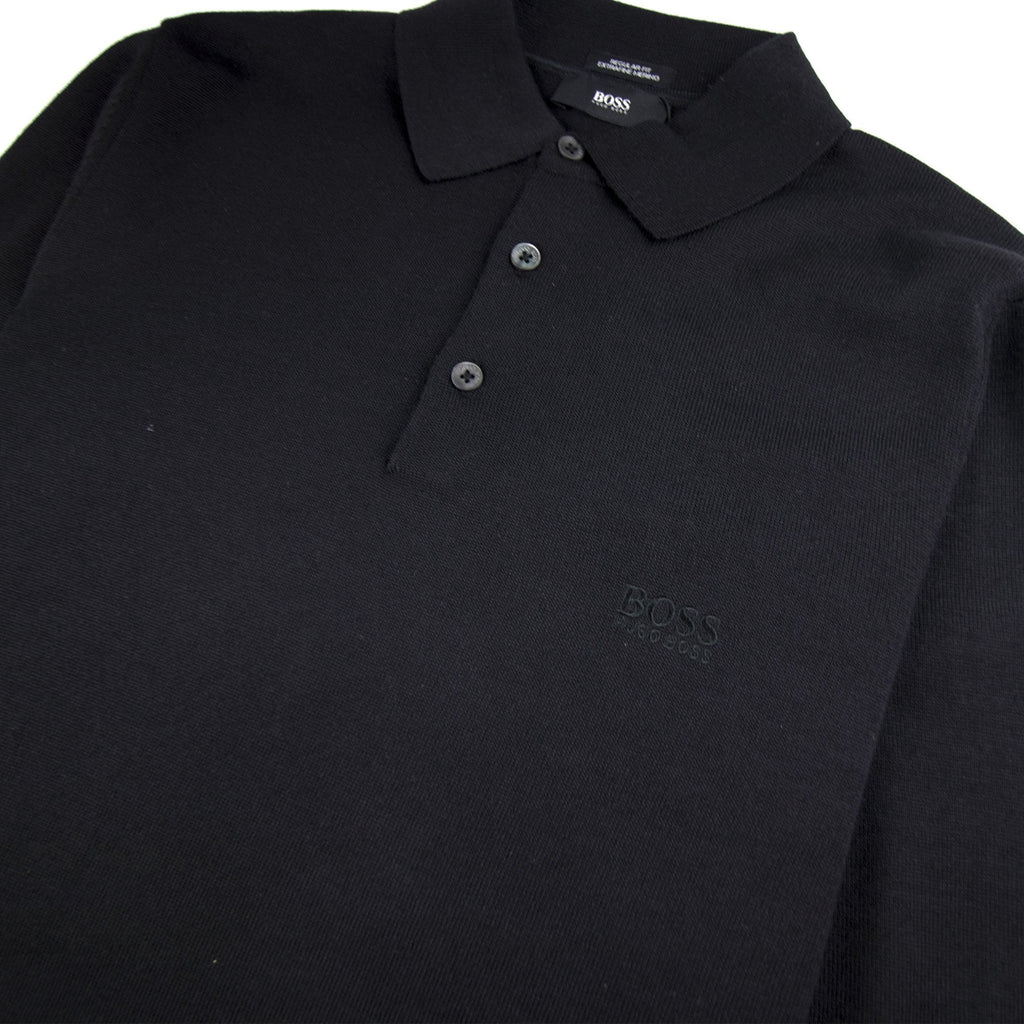 Hugo Boss Banet-B Long Sleeve Knitted Polo Black