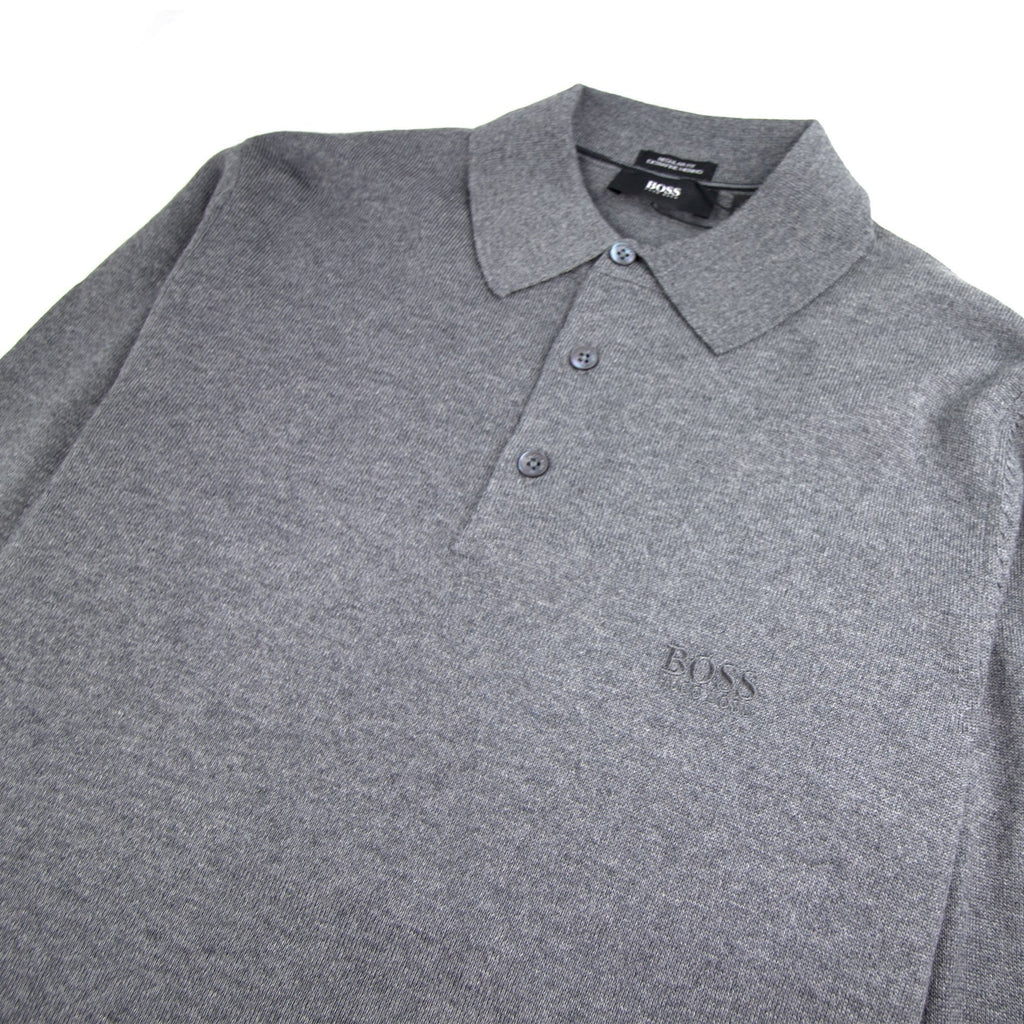 Hugo Boss Banet-B Long Sleeve Knitted Polo Grey