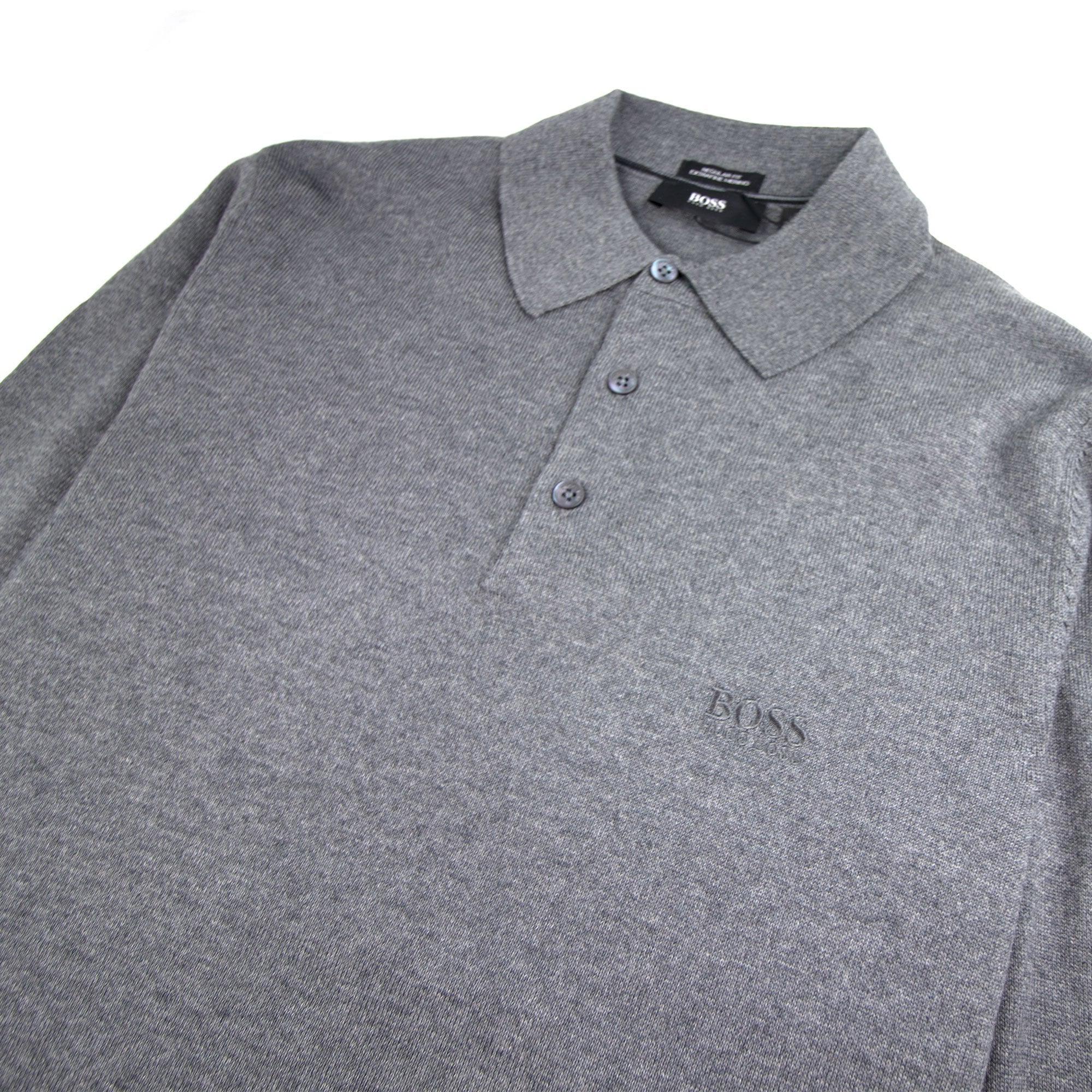 Hugo Boss Banet-B Long Sleeve Knitted Polo Grey