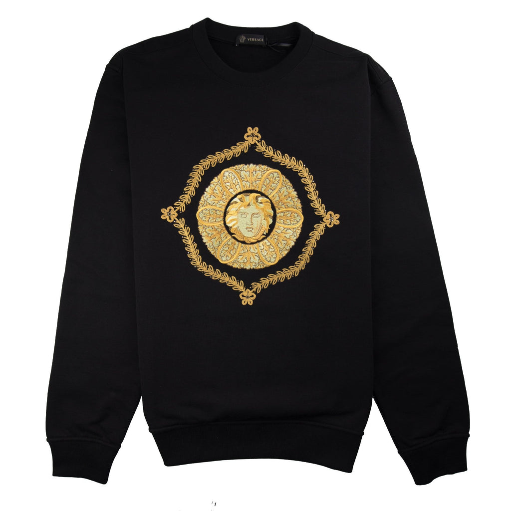 Versace Gold Hibiscus Medusa Sweatshirt Black