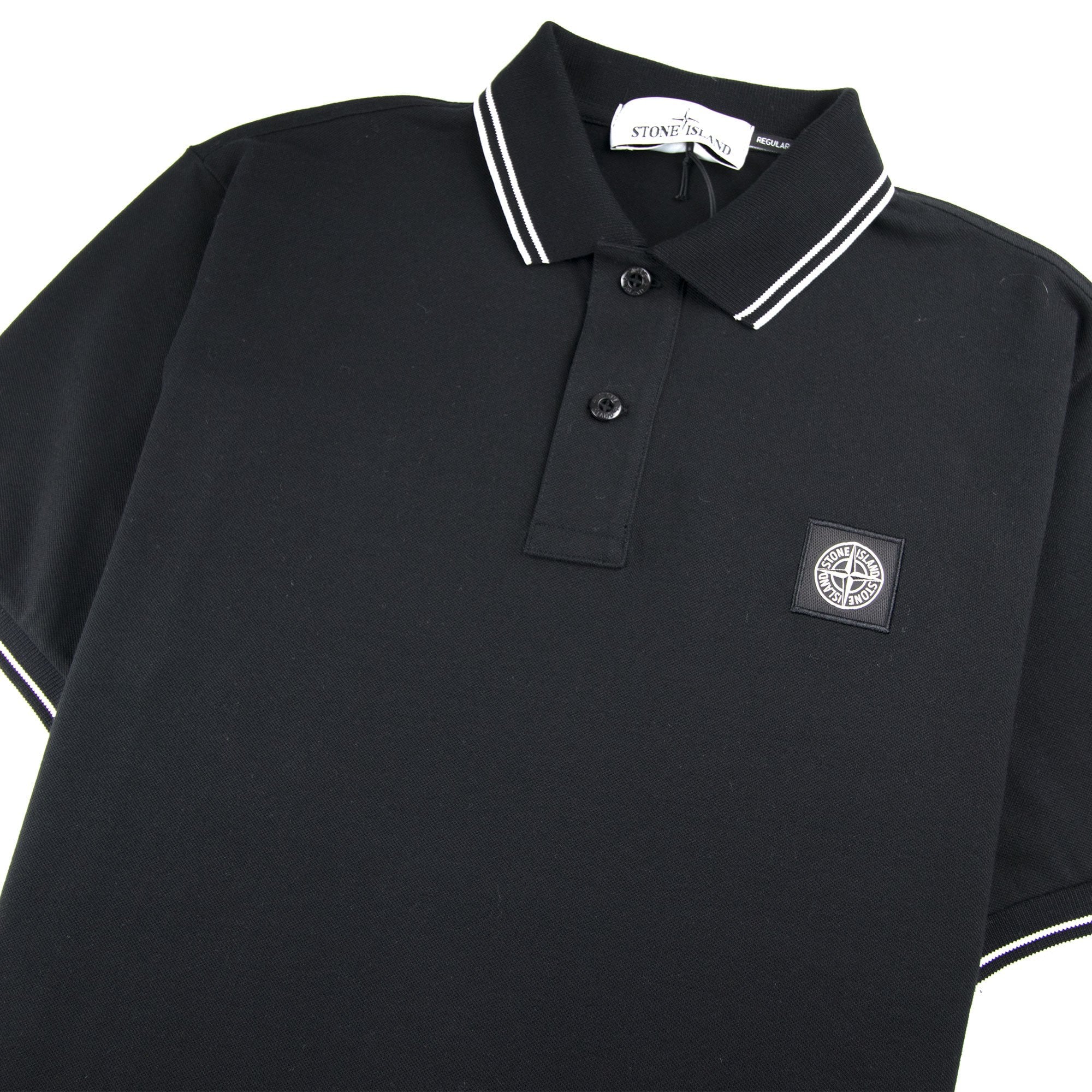 Stone Island Twin Tipped Short Sleeve Polo Shirt 'Regular Fit' Black