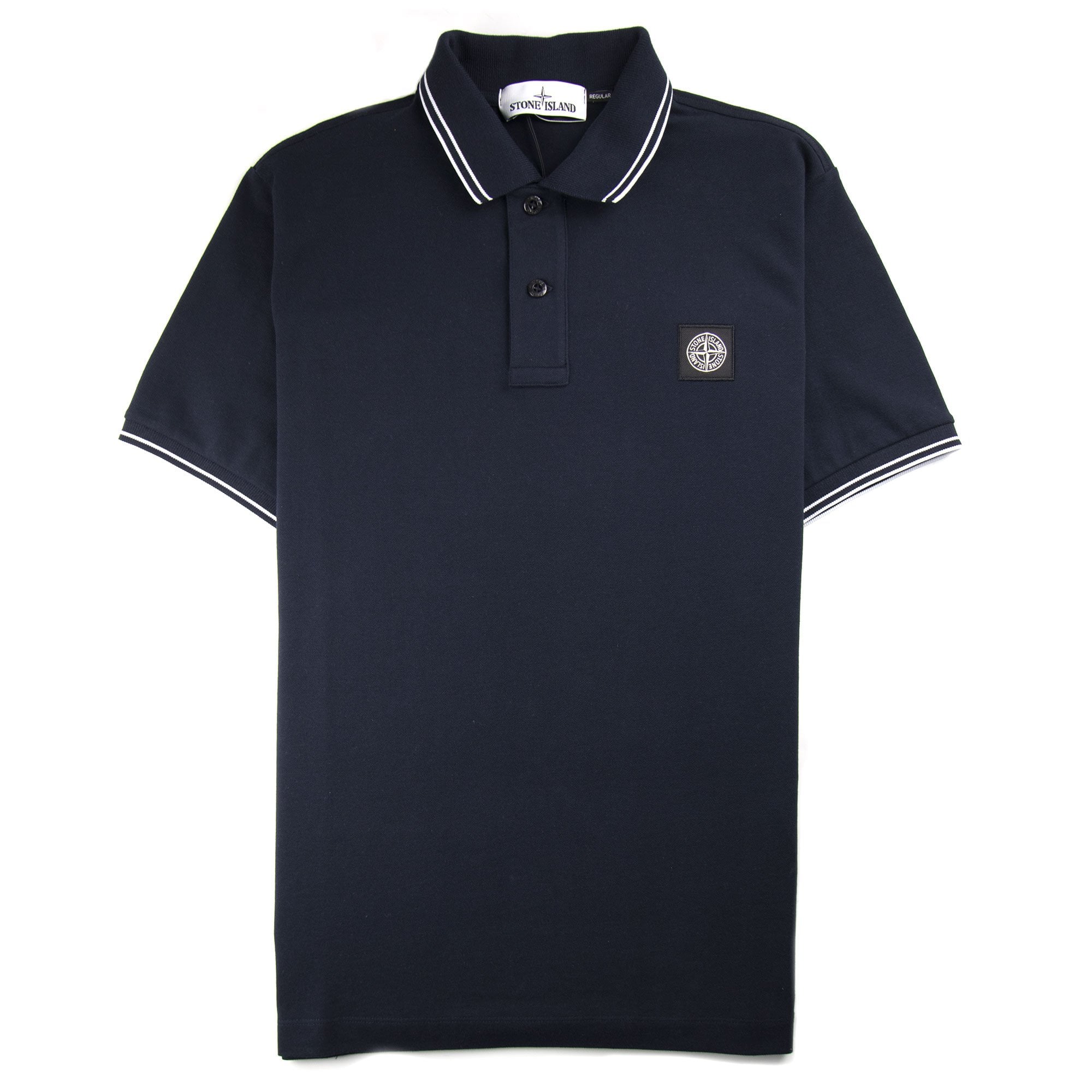 Stone Island Twin Tipped Short Sleeve Polo Shirt 'Regular Fit' Navy