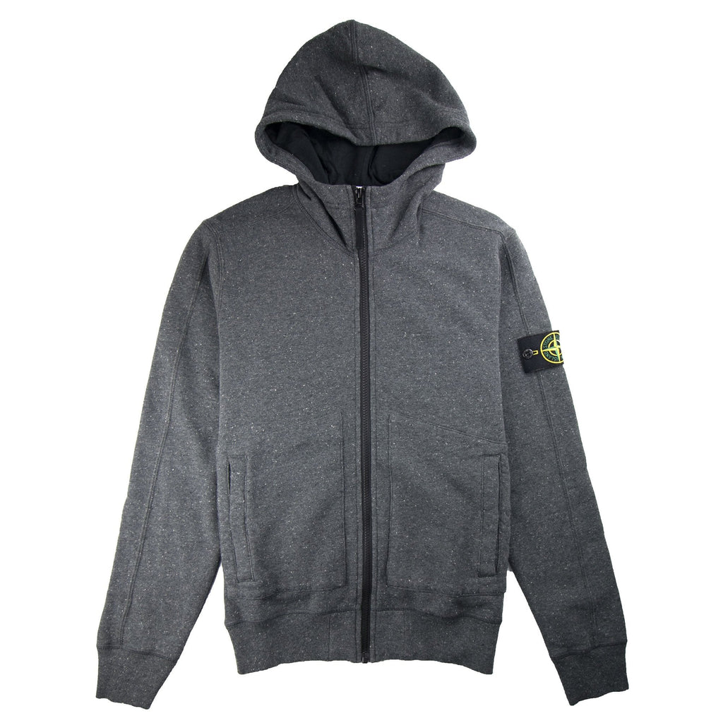 Stone Island Zip Up Hoody Marl Dark Grey