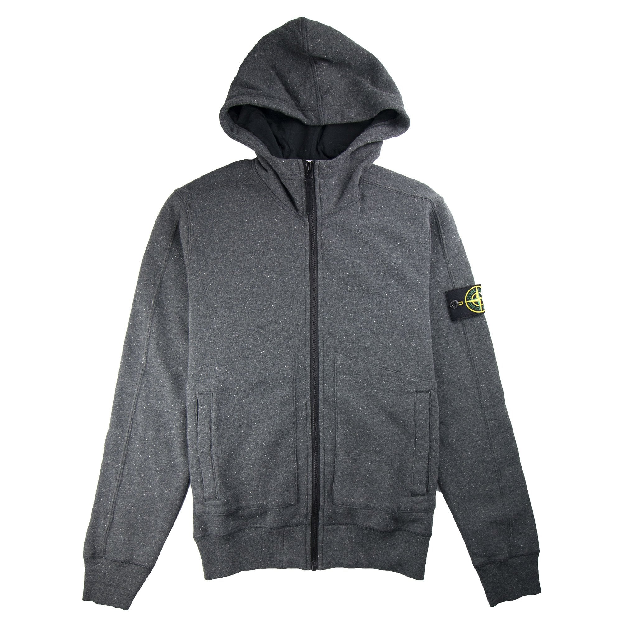 Stone Island Zip Up Hoody Marl Dark Grey
