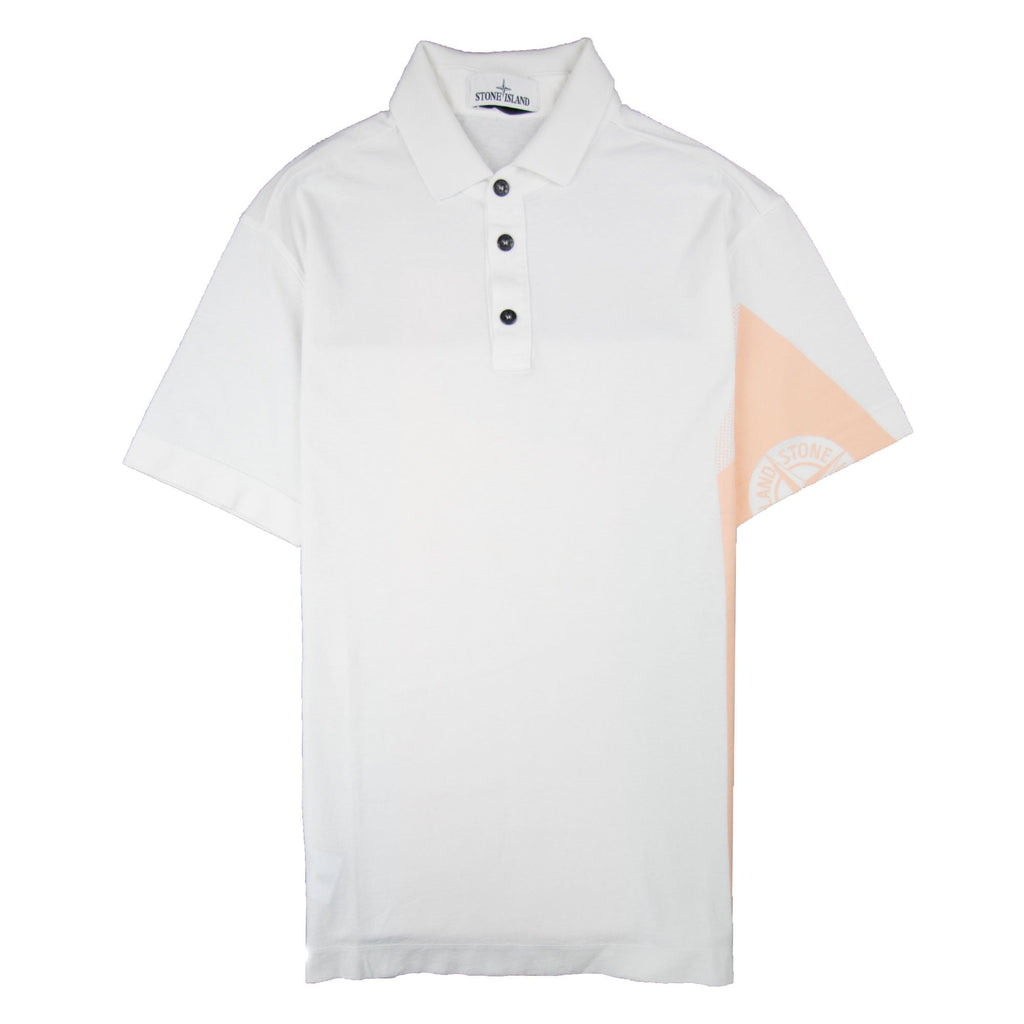 Stone Island Arm And Back Compass Logo Polo Shirt White