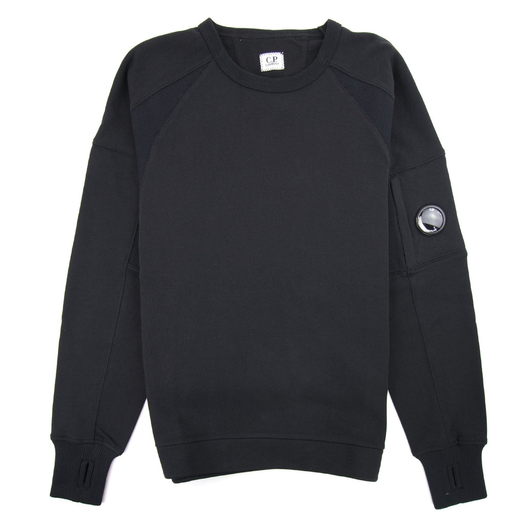 CP Company Diagonal Fleece Lens Sweatshirt w/ Waist String Black