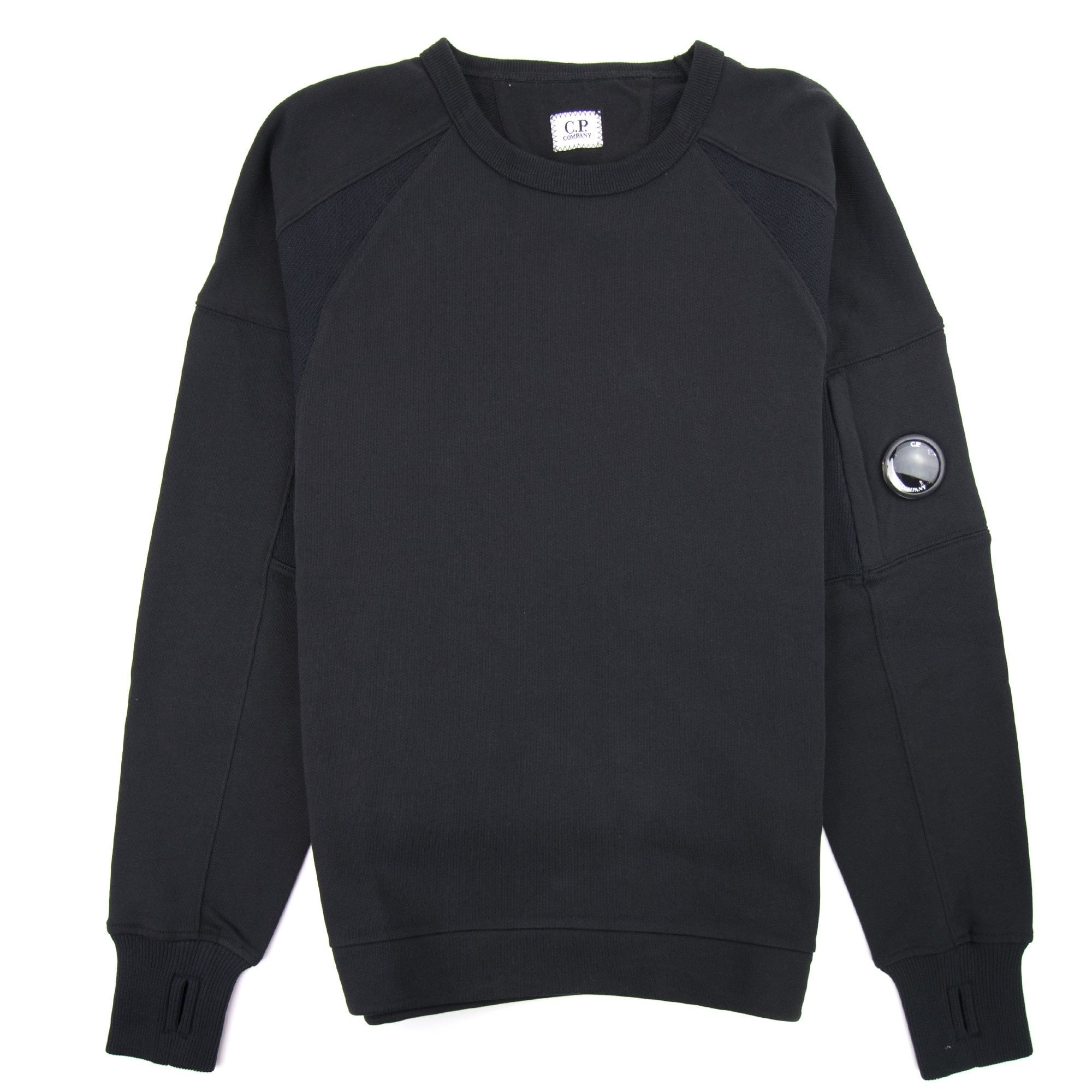 CP Company Diagonal Fleece Lens Sweatshirt w/ Waist String Black