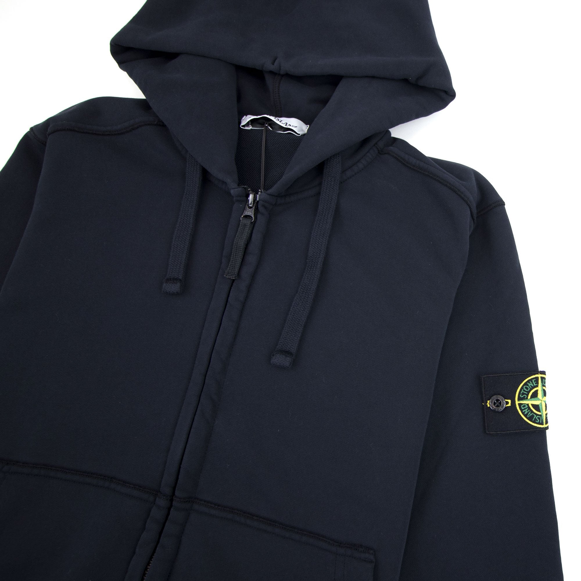Stone Island Zip Up Hooded Sweatshirt Navy V0020