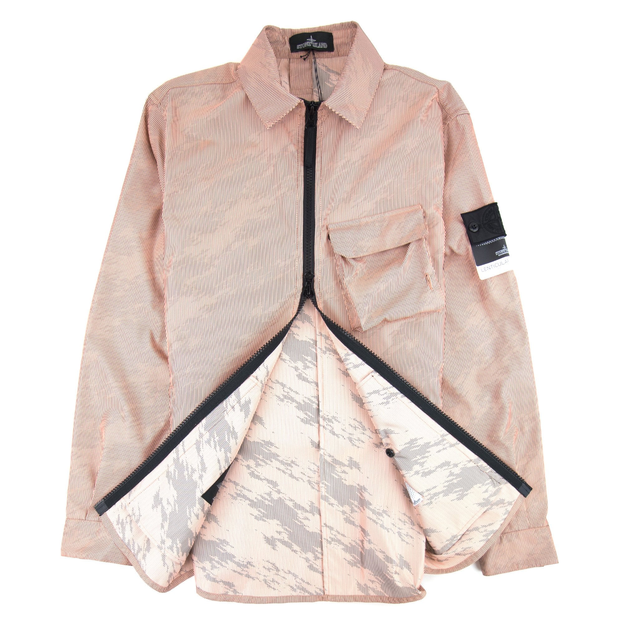 Stone Island Shadow Project Lenticular Zip-up Overshirt Jacket Peach V0083