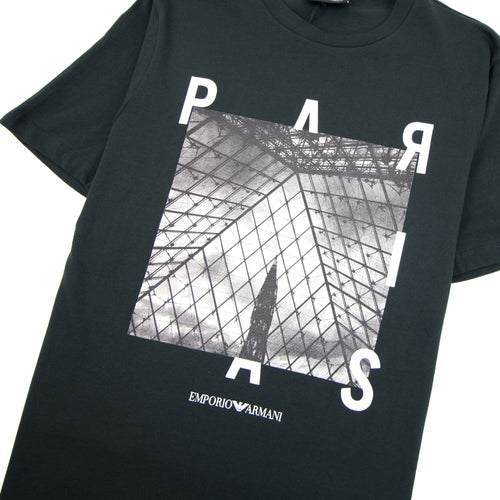 Armani Jeans City Logo Paris T-shirt Verde Scuro 0537