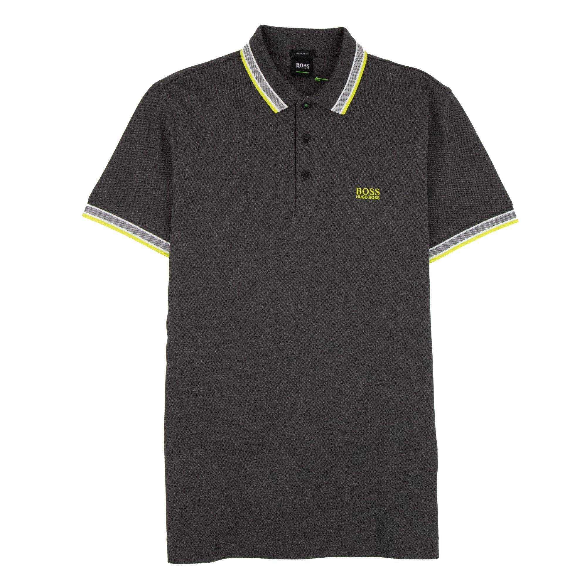 Hugo Boss Paddy Short Sleeve Polo Shirt Grey/Lime Green