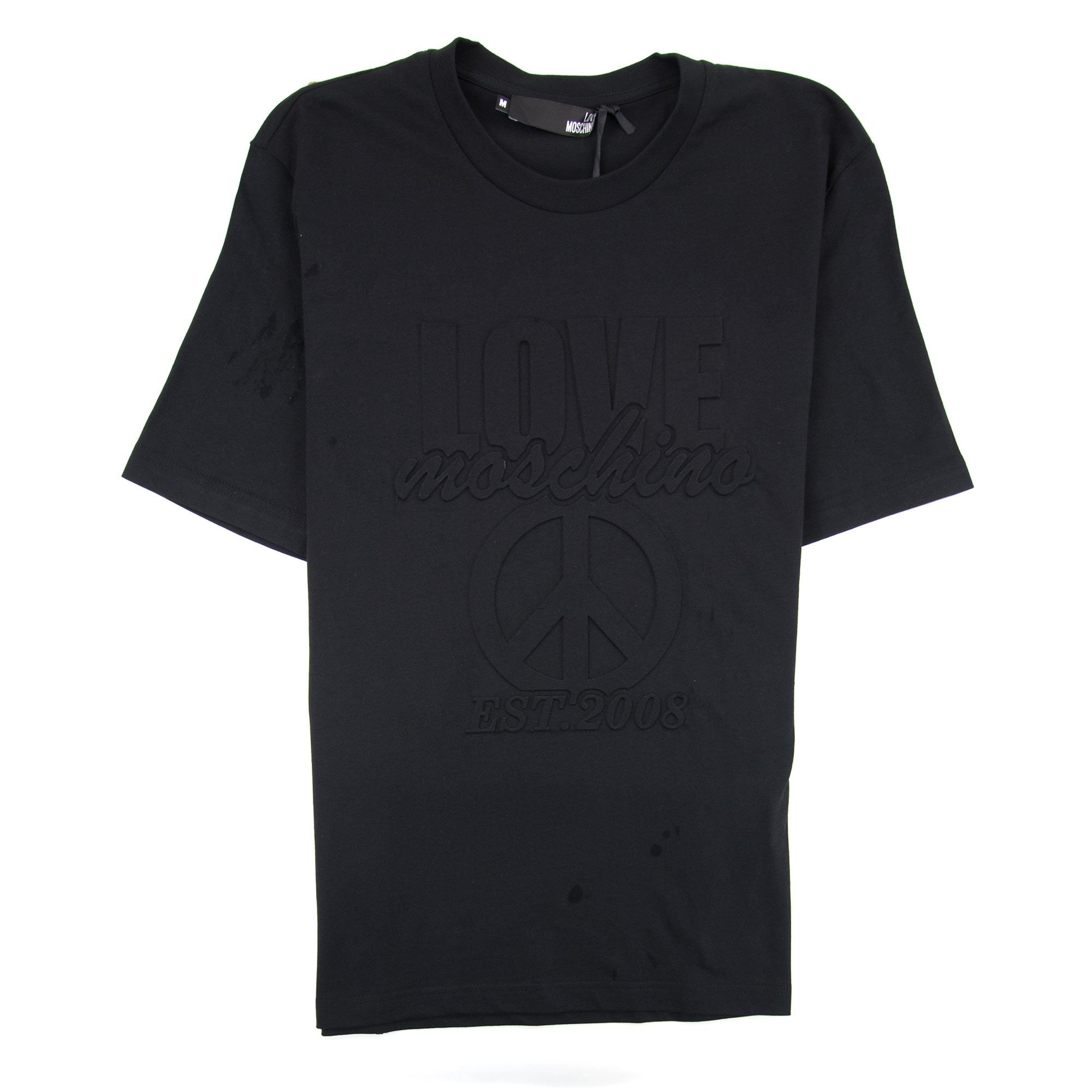 Love Moschino Embossed Peace Logo T-shirt Black