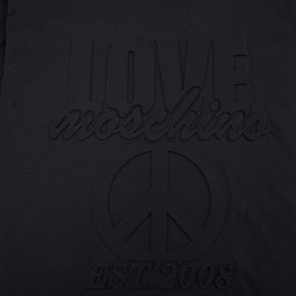 Love Moschino Embossed Peace Logo T-shirt Black