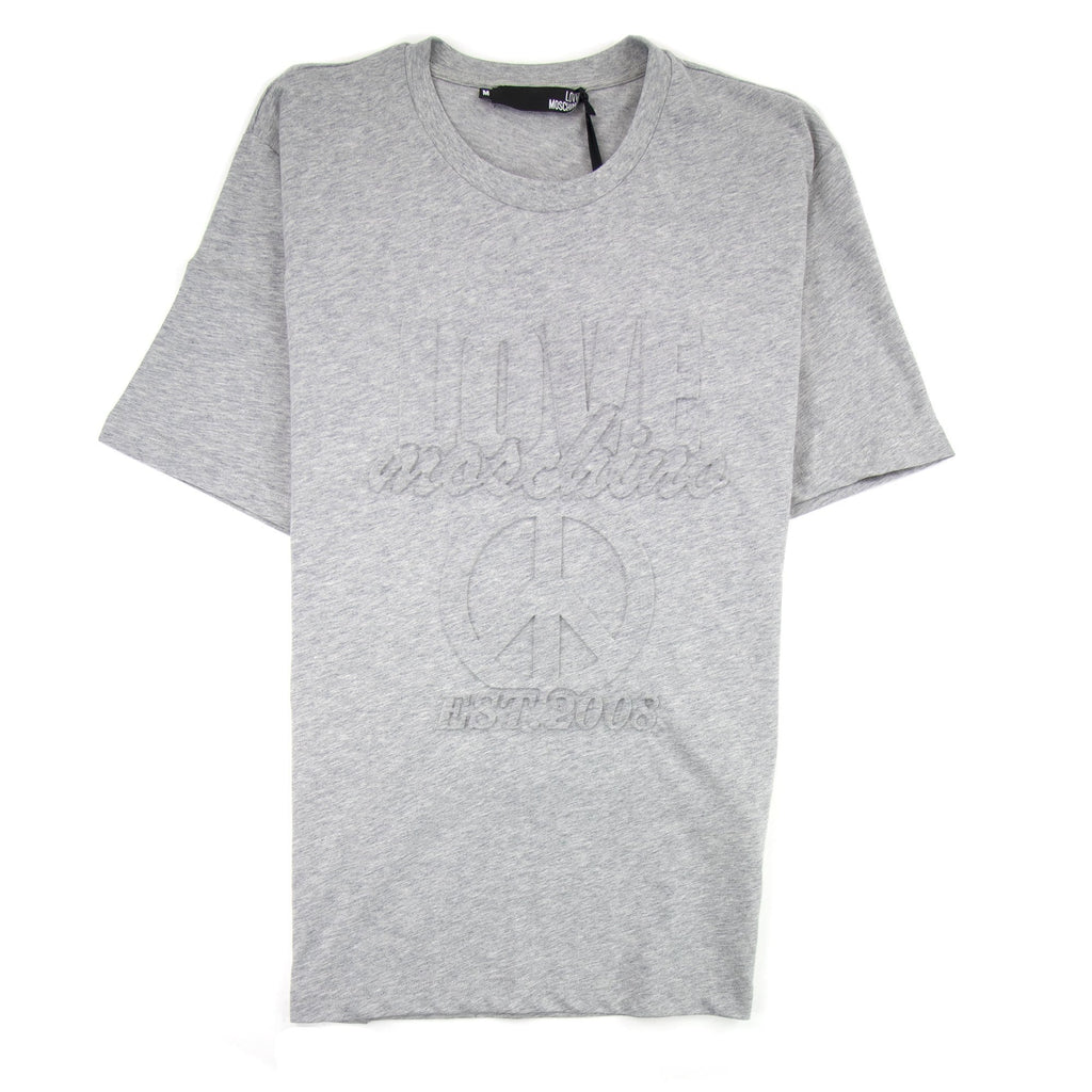 Love Moschino Embossed Peace Logo T-shirt Grey