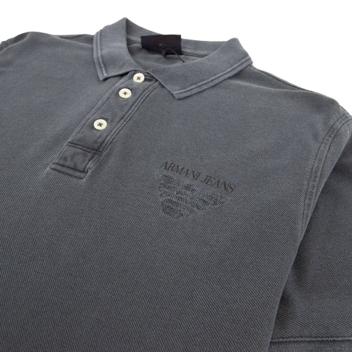 Armani Jeans Eagle Logo Garment Dyed Polo Shirt Dark Grey