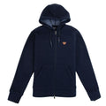 Armani Jeans Fleece Leather Logo Hoody Navy