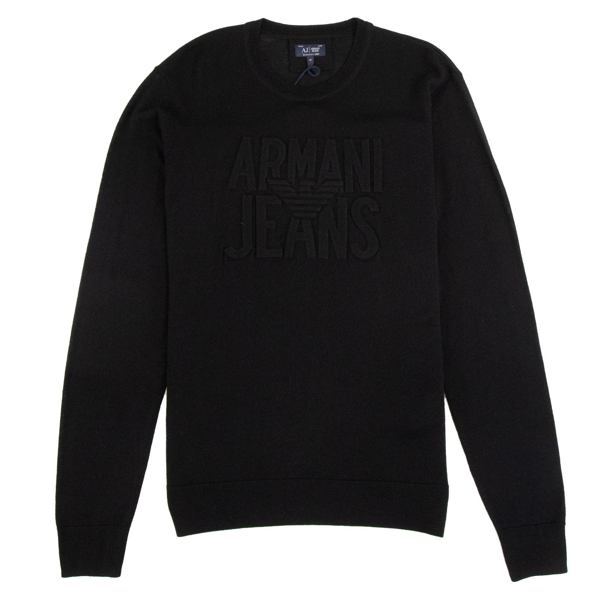 Armani Jeans Embossed Logo Lightweight Sweatshirt Nero