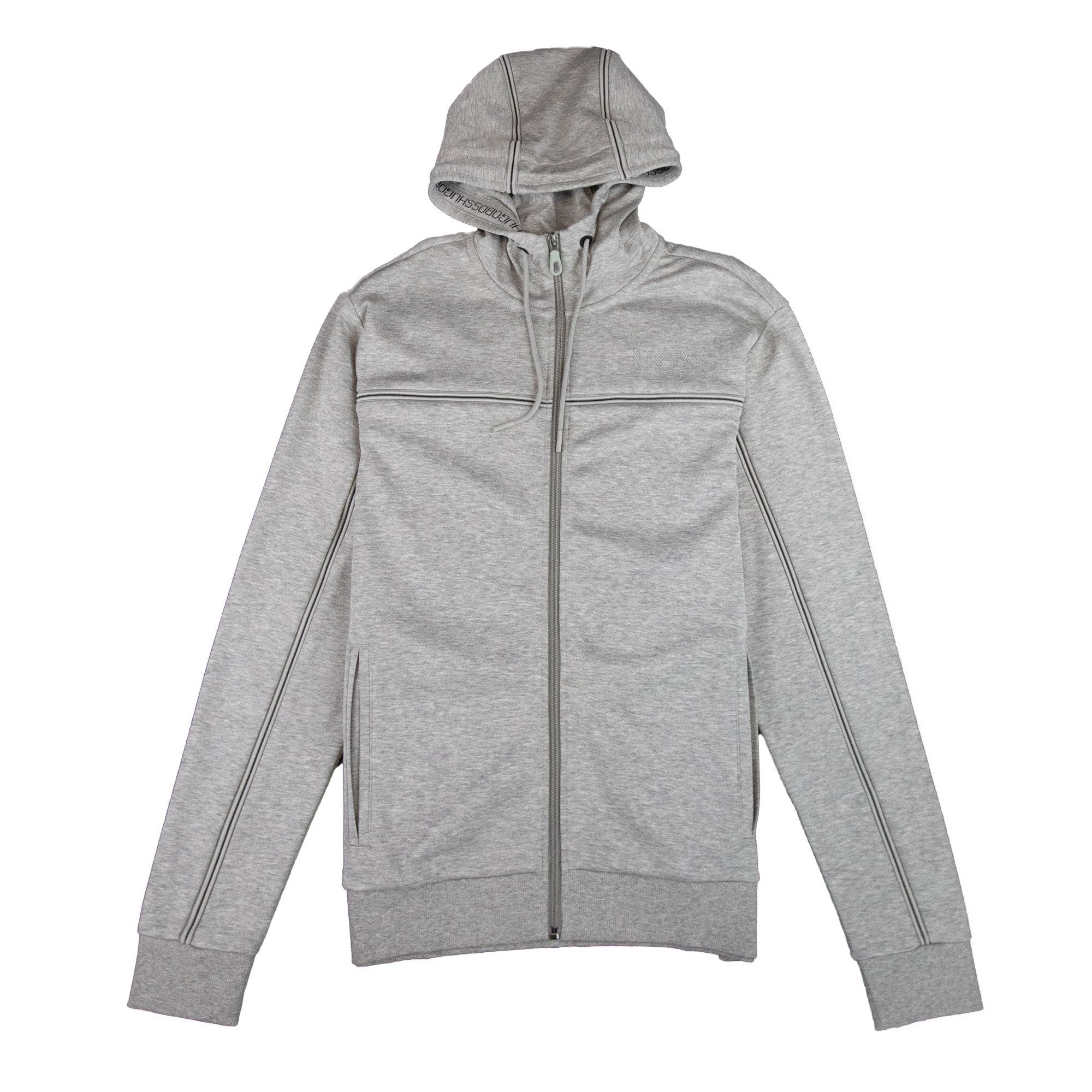 Hugo Boss Saggy Stripe Zip Up Hoody Grey