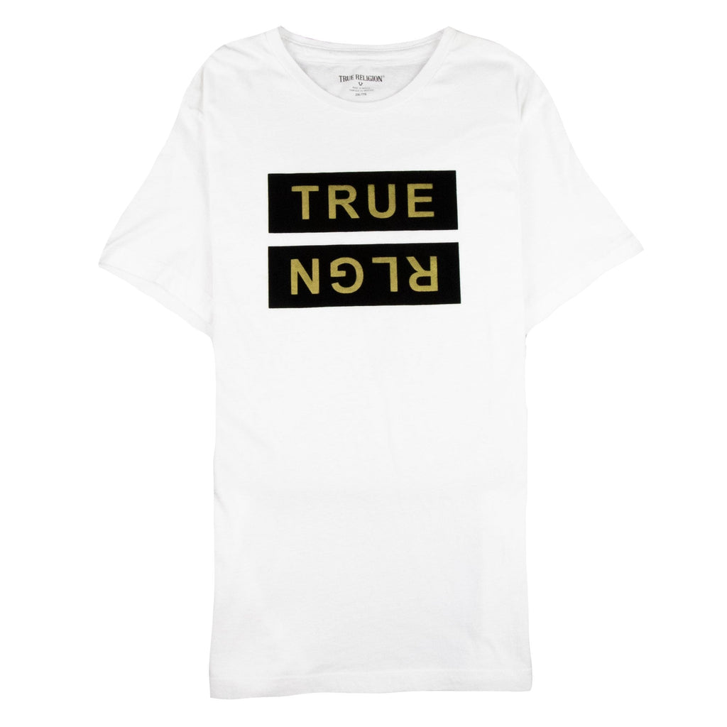 True Religion Metallic Flock Box Logo T-shirt White