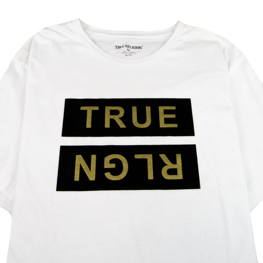 True Religion Metallic Flock Box Logo T-shirt White
