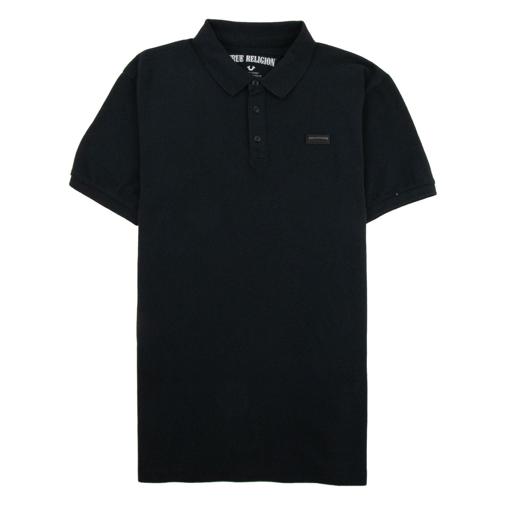 True Religion Short Sleeve Leather Logo Polo Black