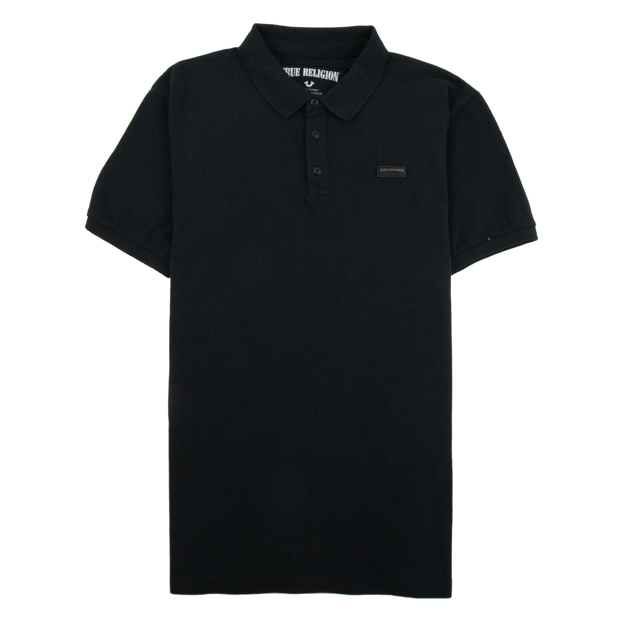 True Religion Short Sleeve Leather Logo Polo Black