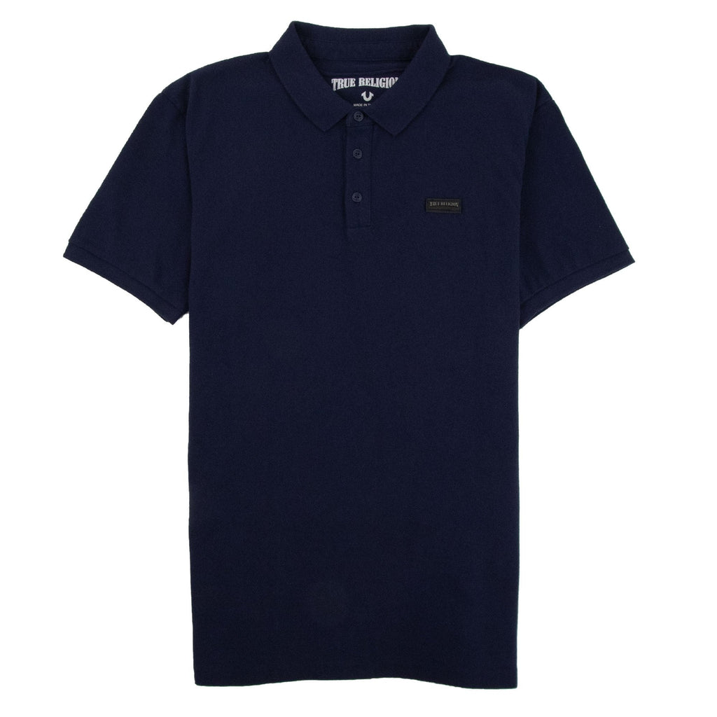 True Religion Short Sleeve Leather Logo Polo Navy