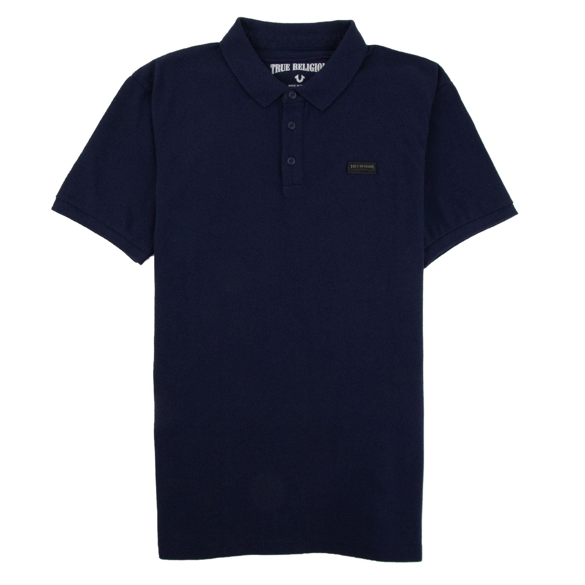 True Religion Short Sleeve Leather Logo Polo Navy
