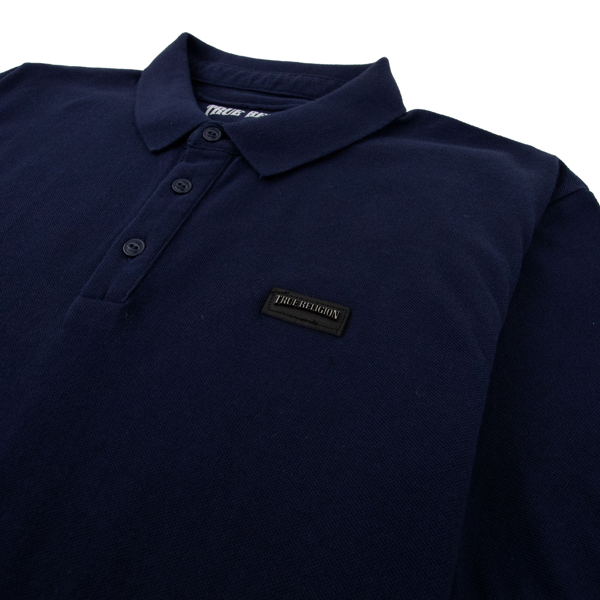 True Religion Short Sleeve Leather Logo Polo Navy