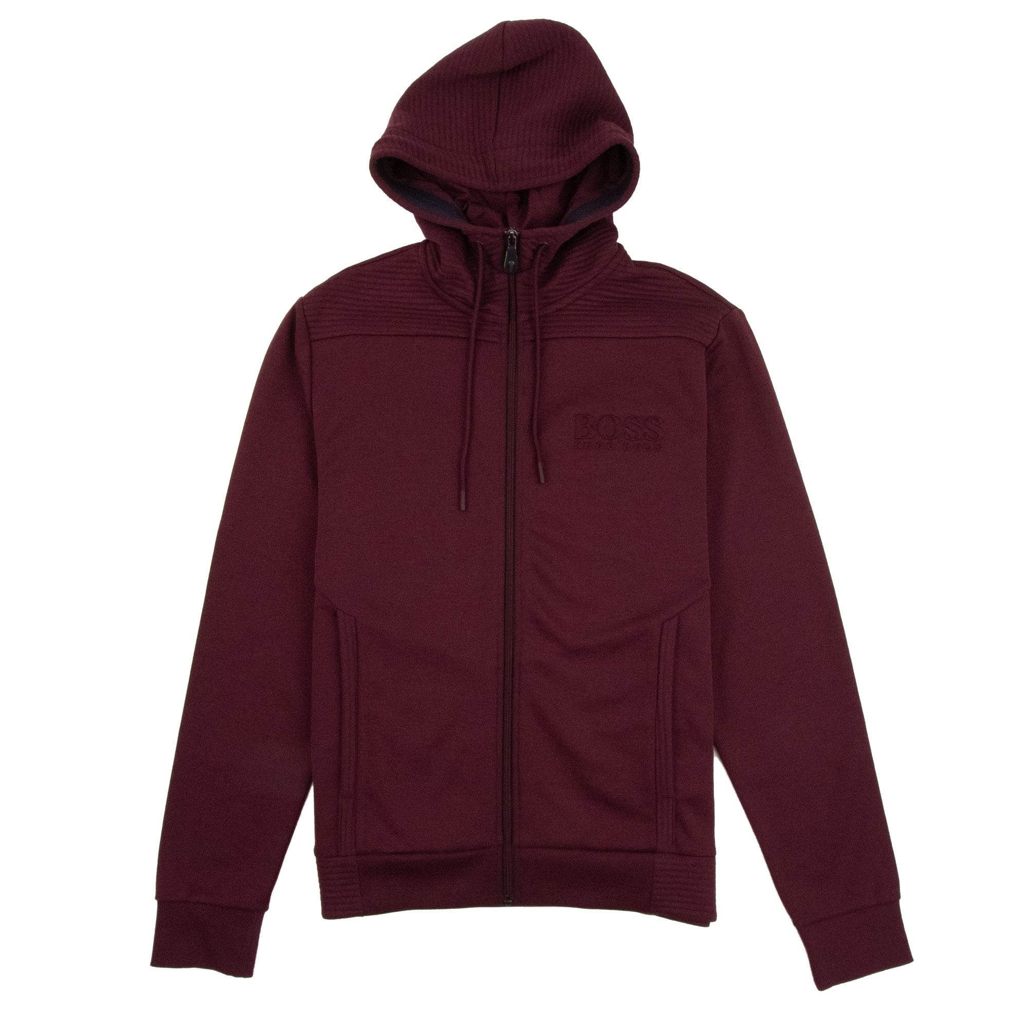 Hugo Boss Saggy Embossed Logo Hoodie Burgundy